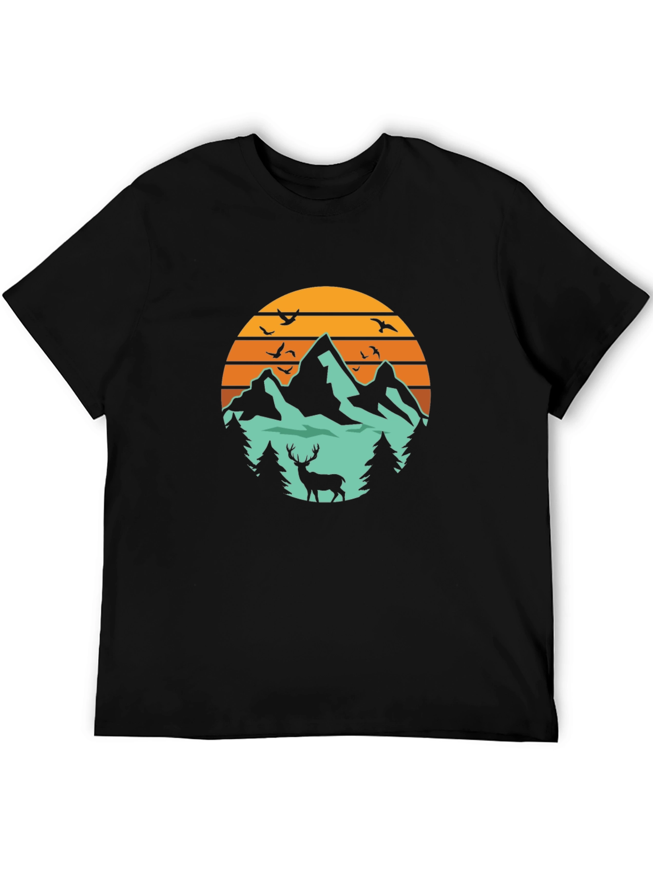 Mountain & Deer Graphic Tee - Nature Lovers T-Shirt