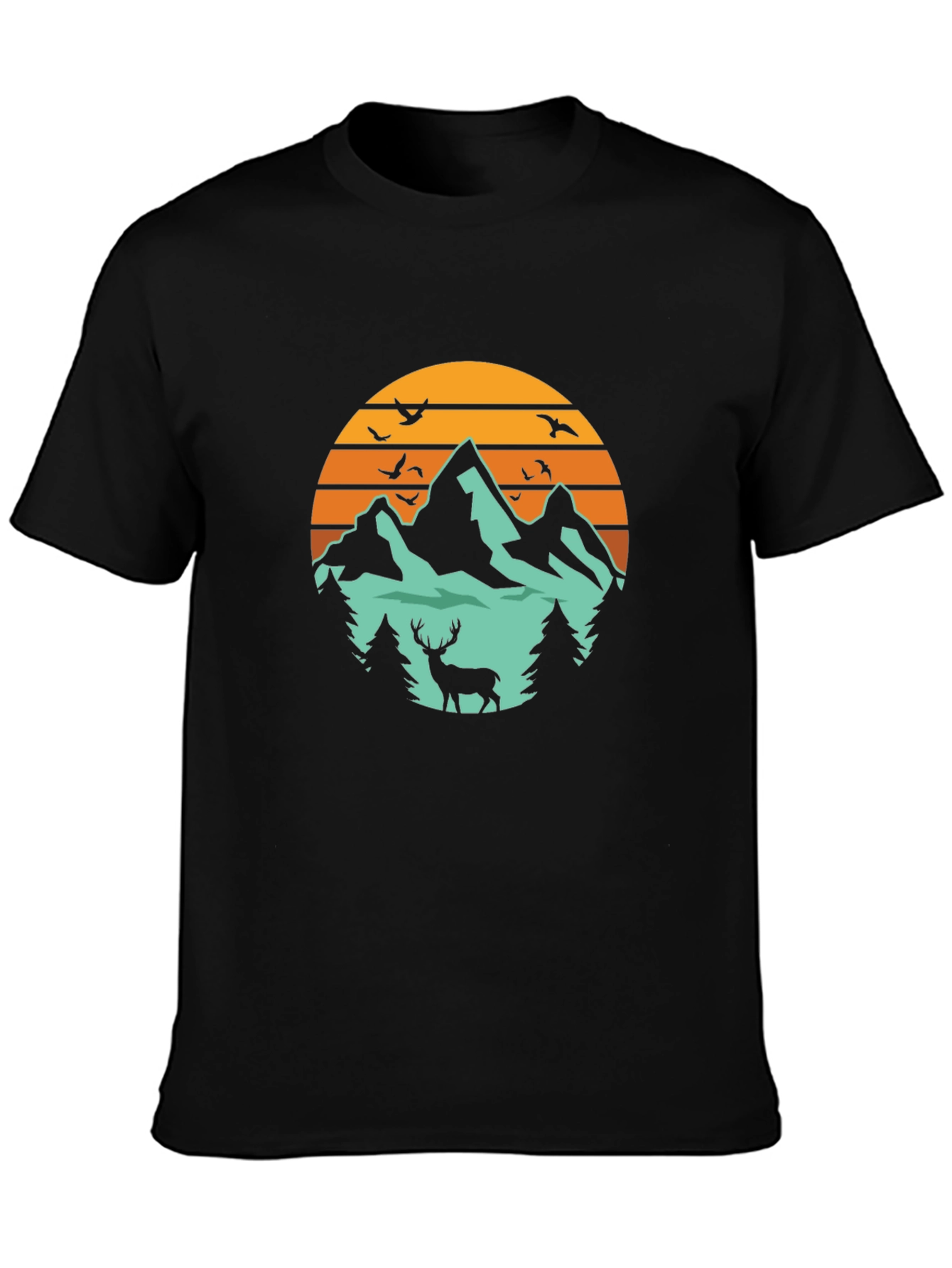 Mountain & Deer Graphic Tee - Nature Lovers T-Shirt