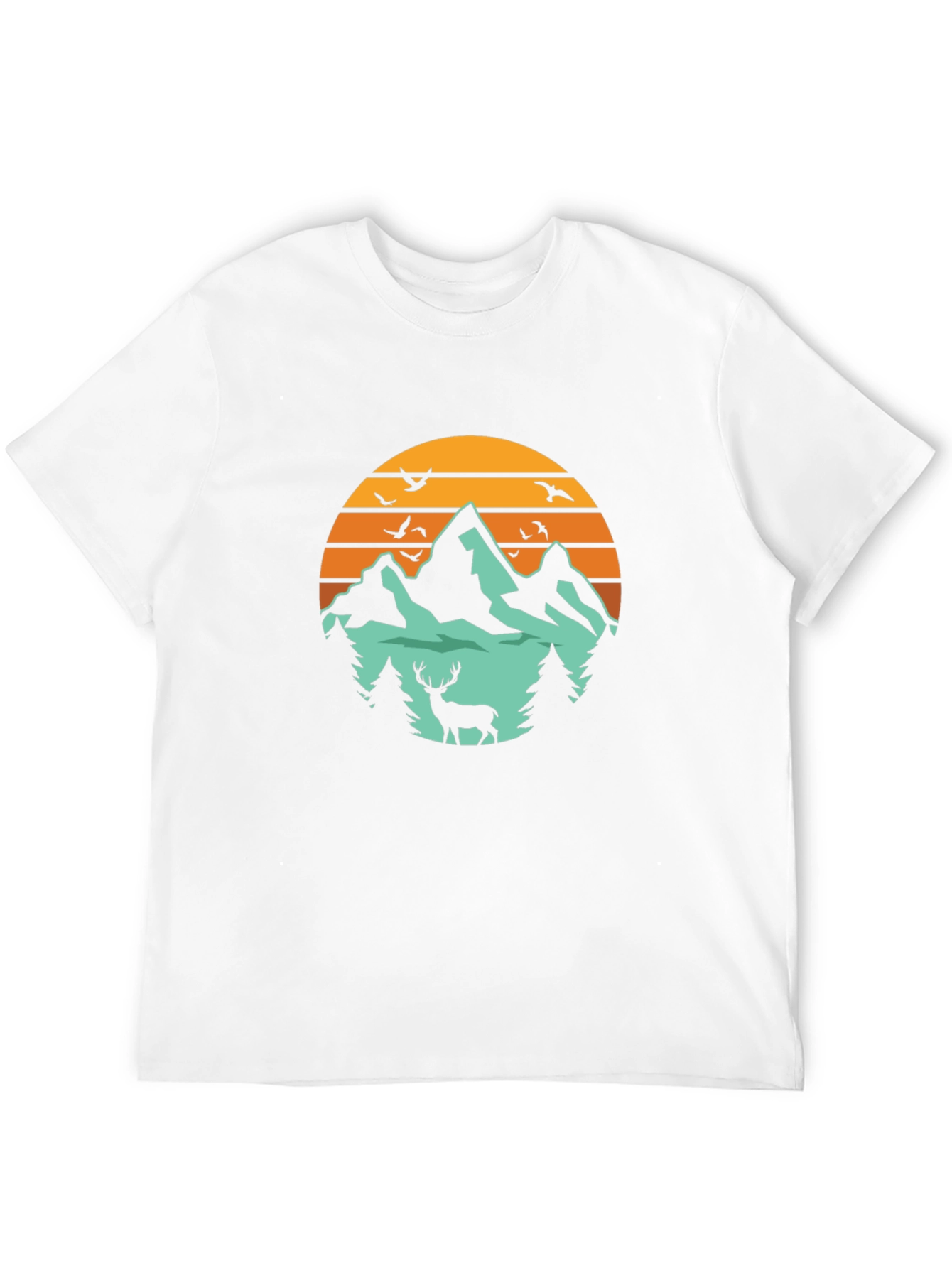 Mountain & Deer Graphic Tee - Nature Lovers T-Shirt