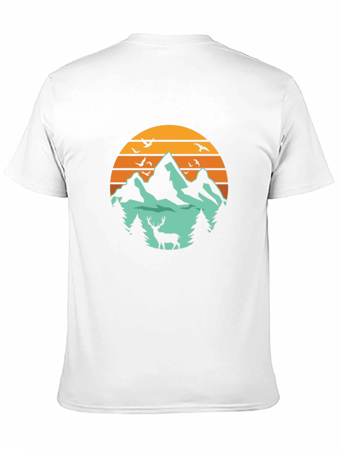 Mountain & Deer Graphic Tee - Nature Lovers T-Shirt