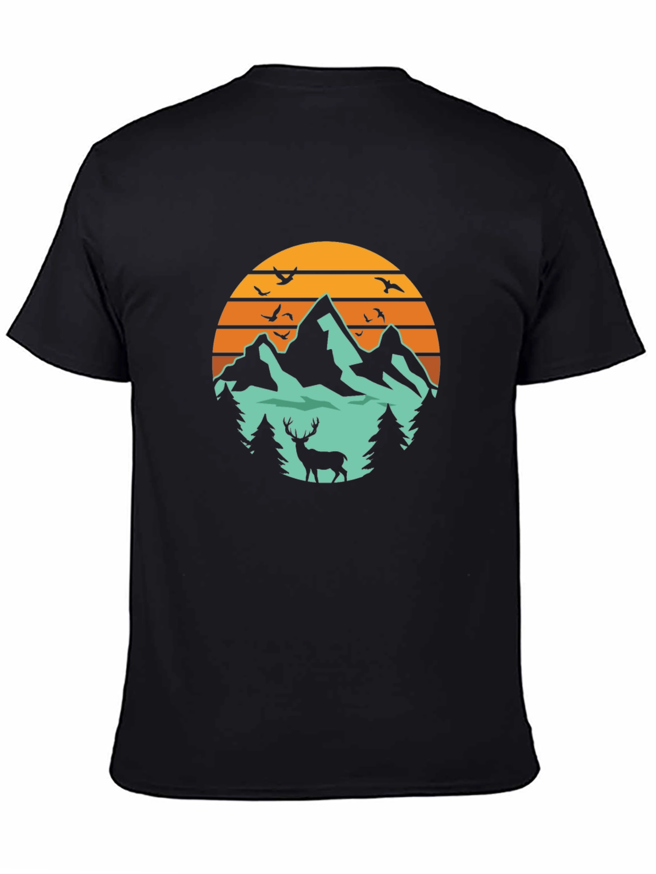 Mountain & Deer Graphic Tee - Nature Lovers T-Shirt