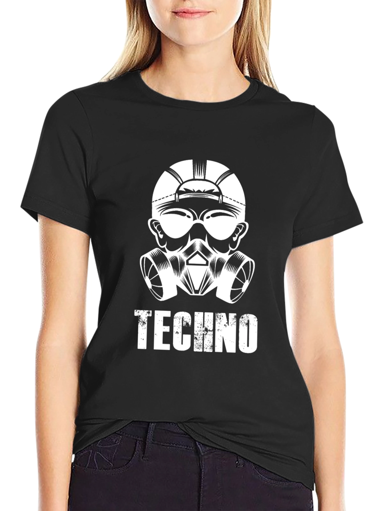 Techno Gas Mask Graphic Tee - Cool Music Shirt