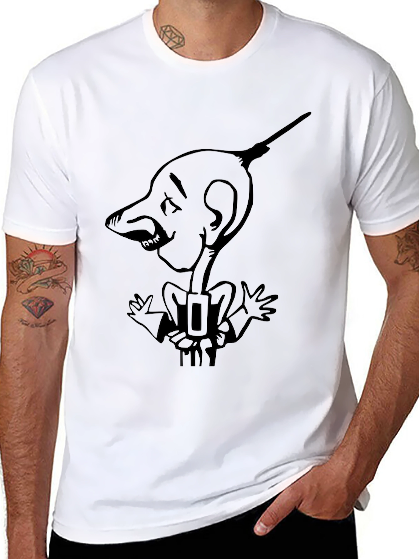 Cartoon Man Graphic Black T-Shirt