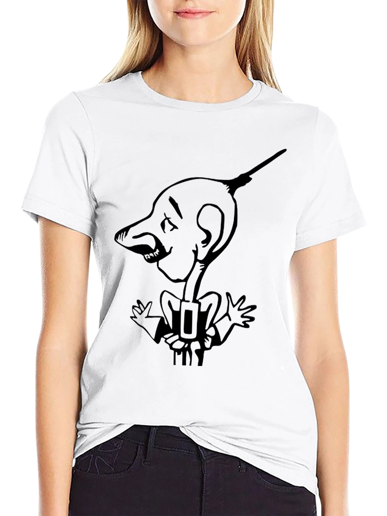 Cartoon Man Graphic Black T-Shirt