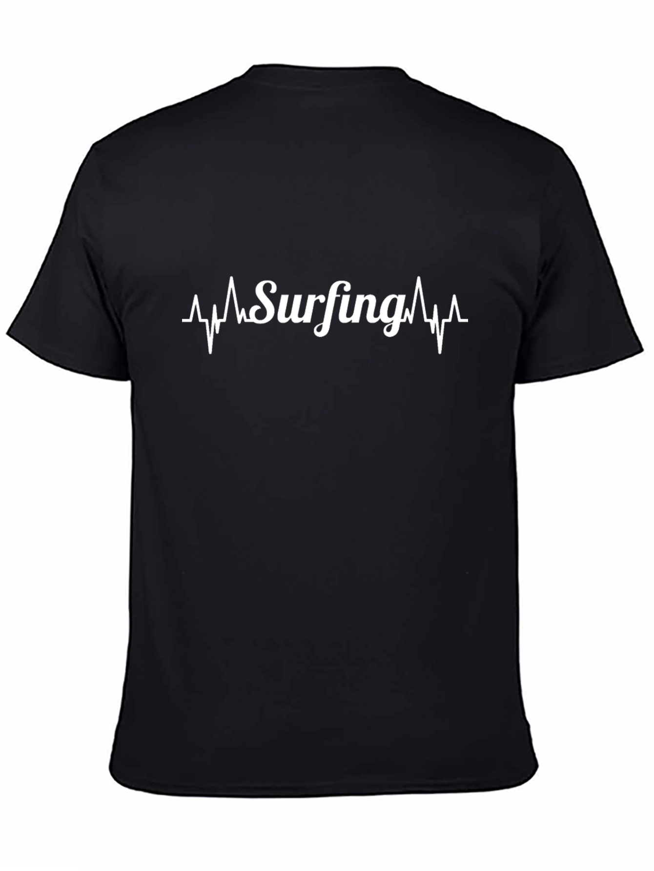 Surfing Heartbeat Black Graphic T-Shirt