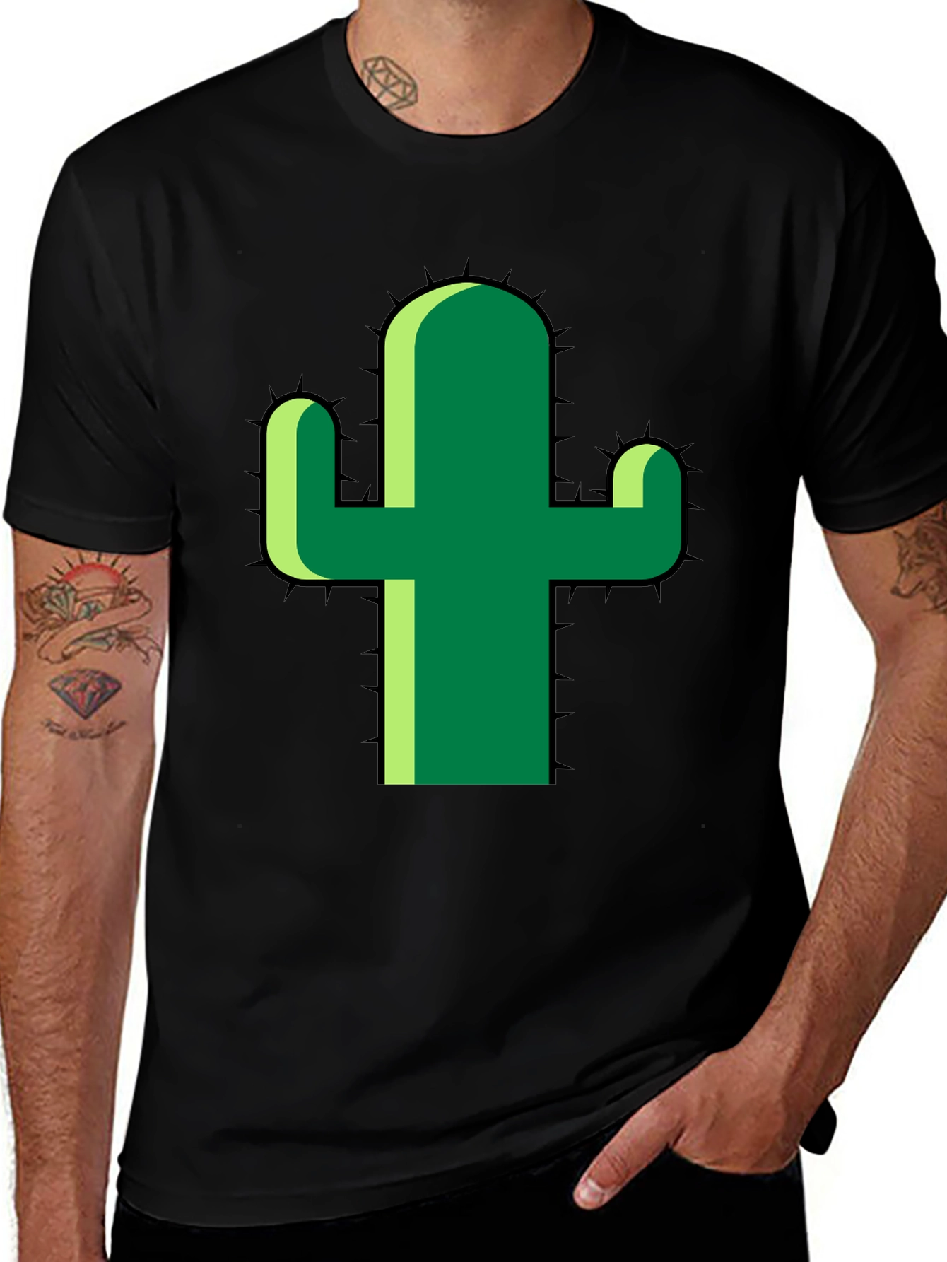 Cactus Graphic Tee - Modern Style Black T-Shirt