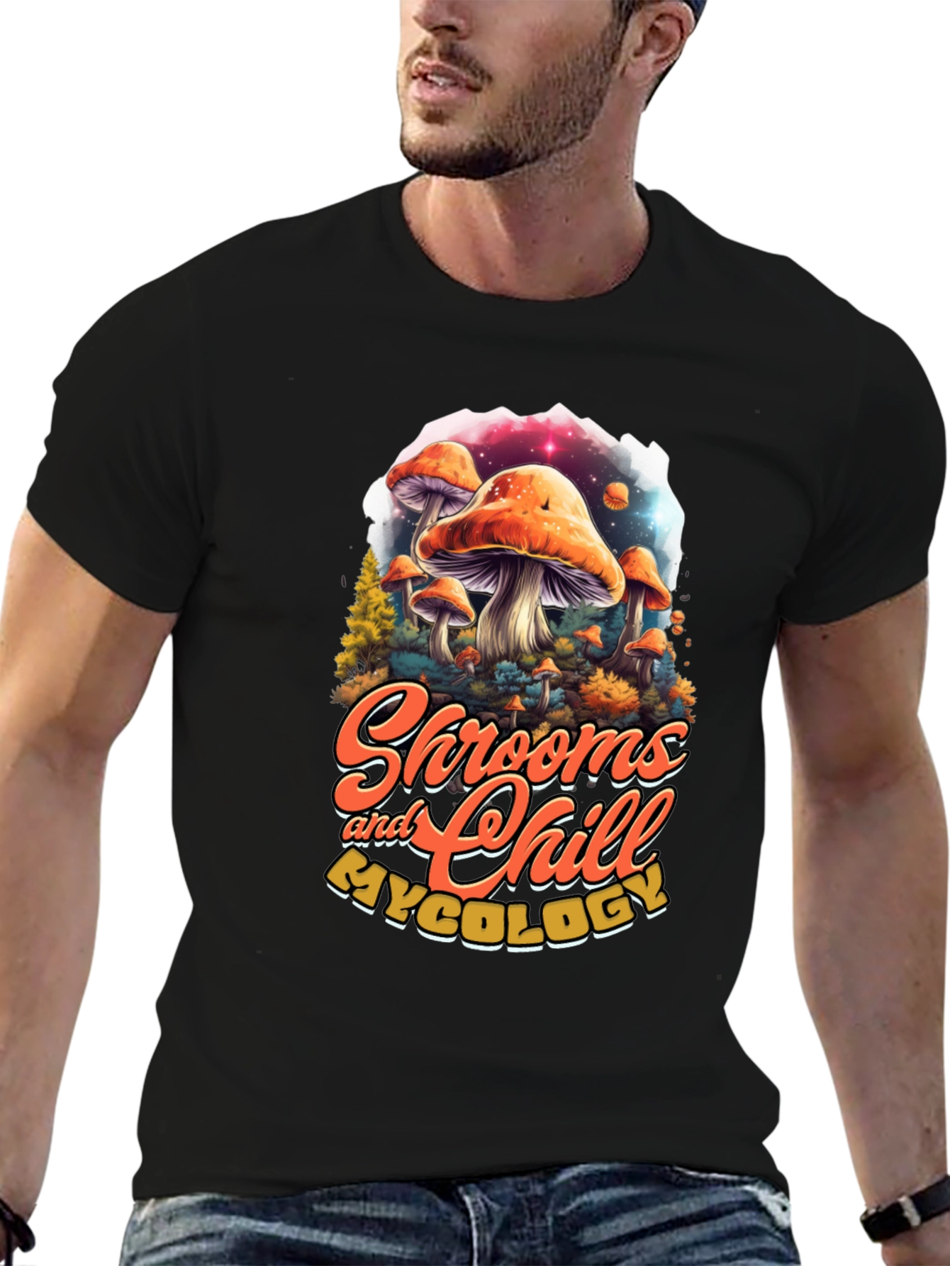 Shrooms and Chill T-Shirt - Funky Mushroom Design