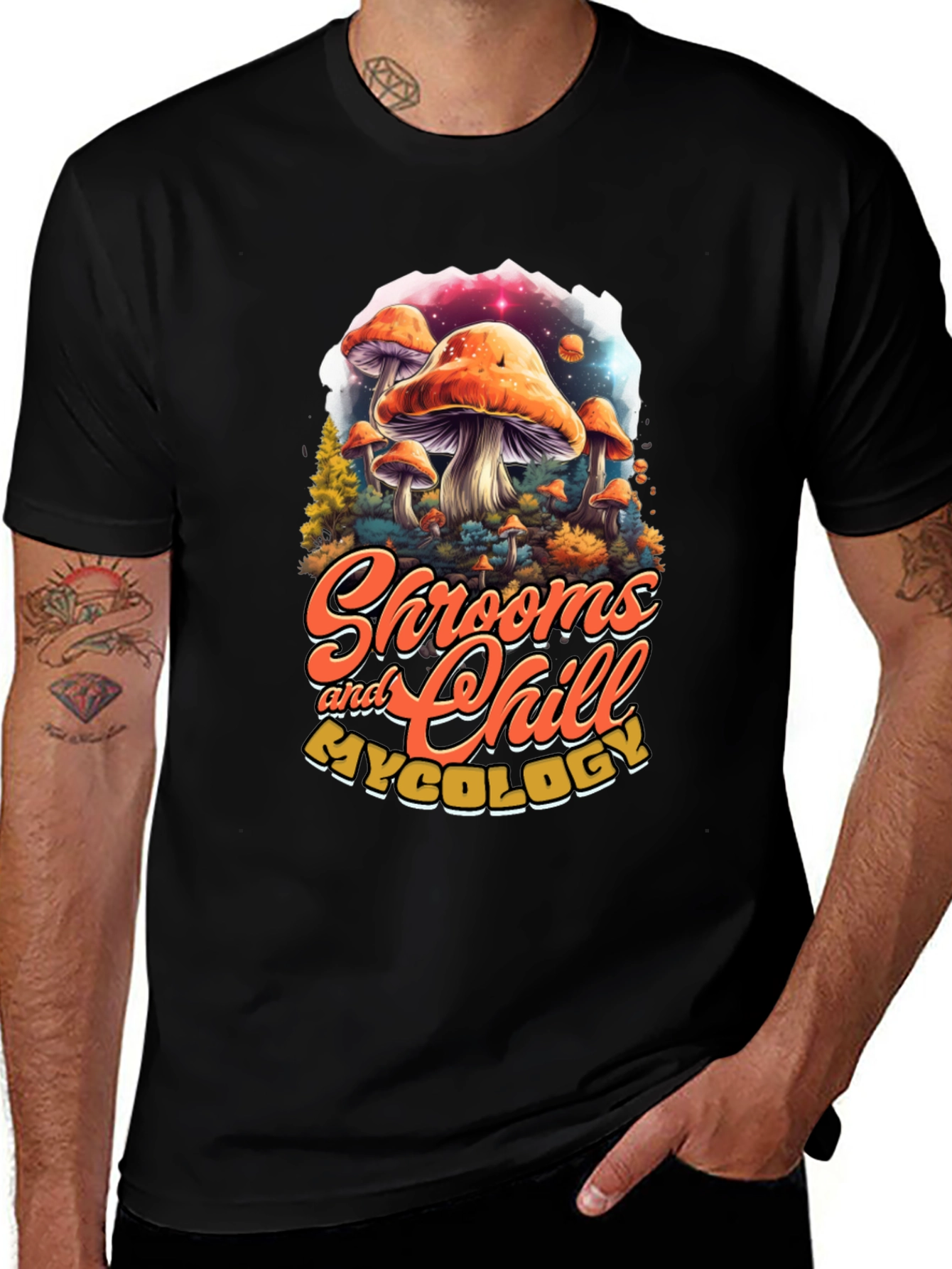 Shrooms and Chill T-Shirt - Funky Mushroom Design