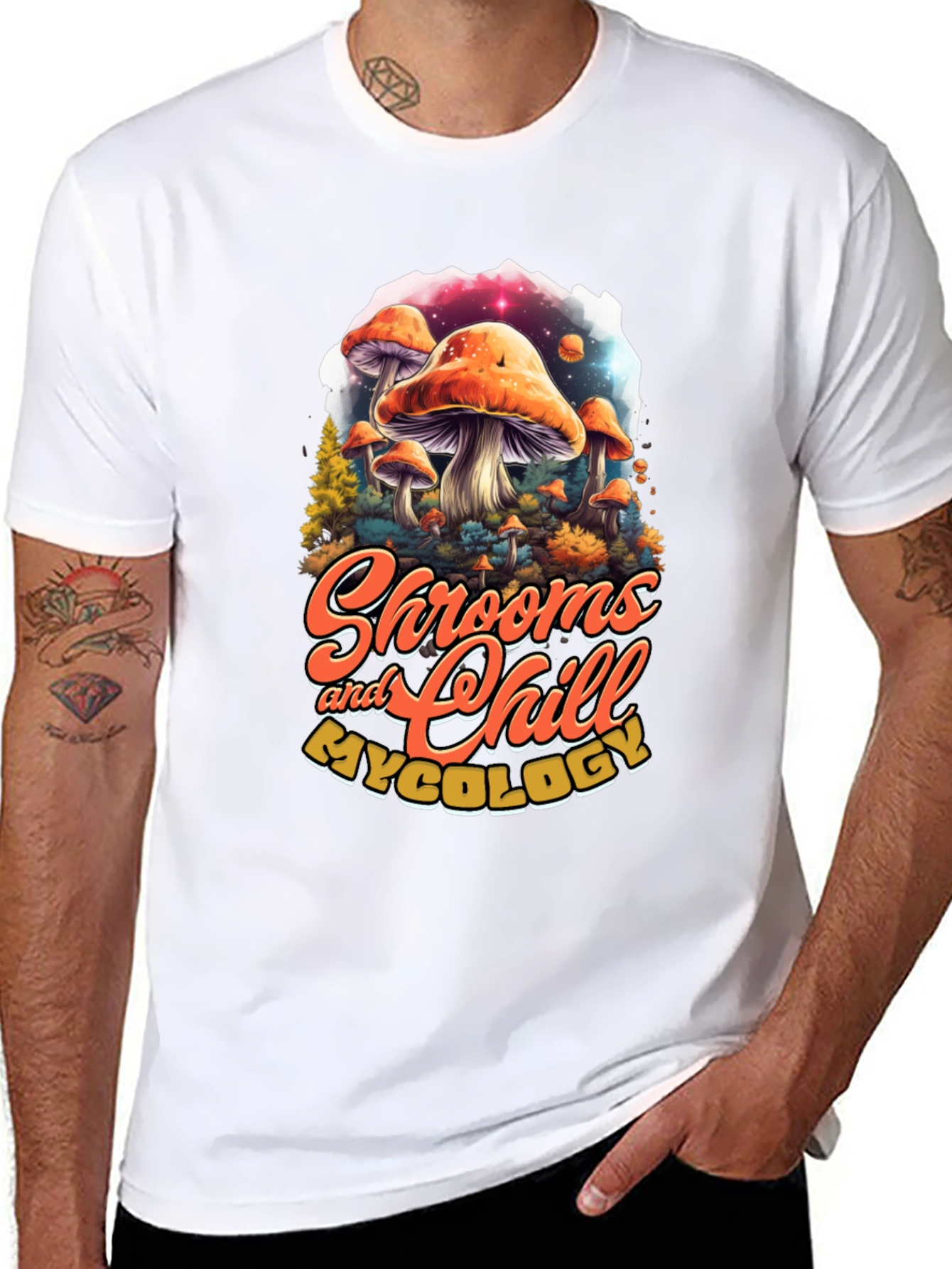 Shrooms and Chill T-Shirt - Funky Mushroom Design