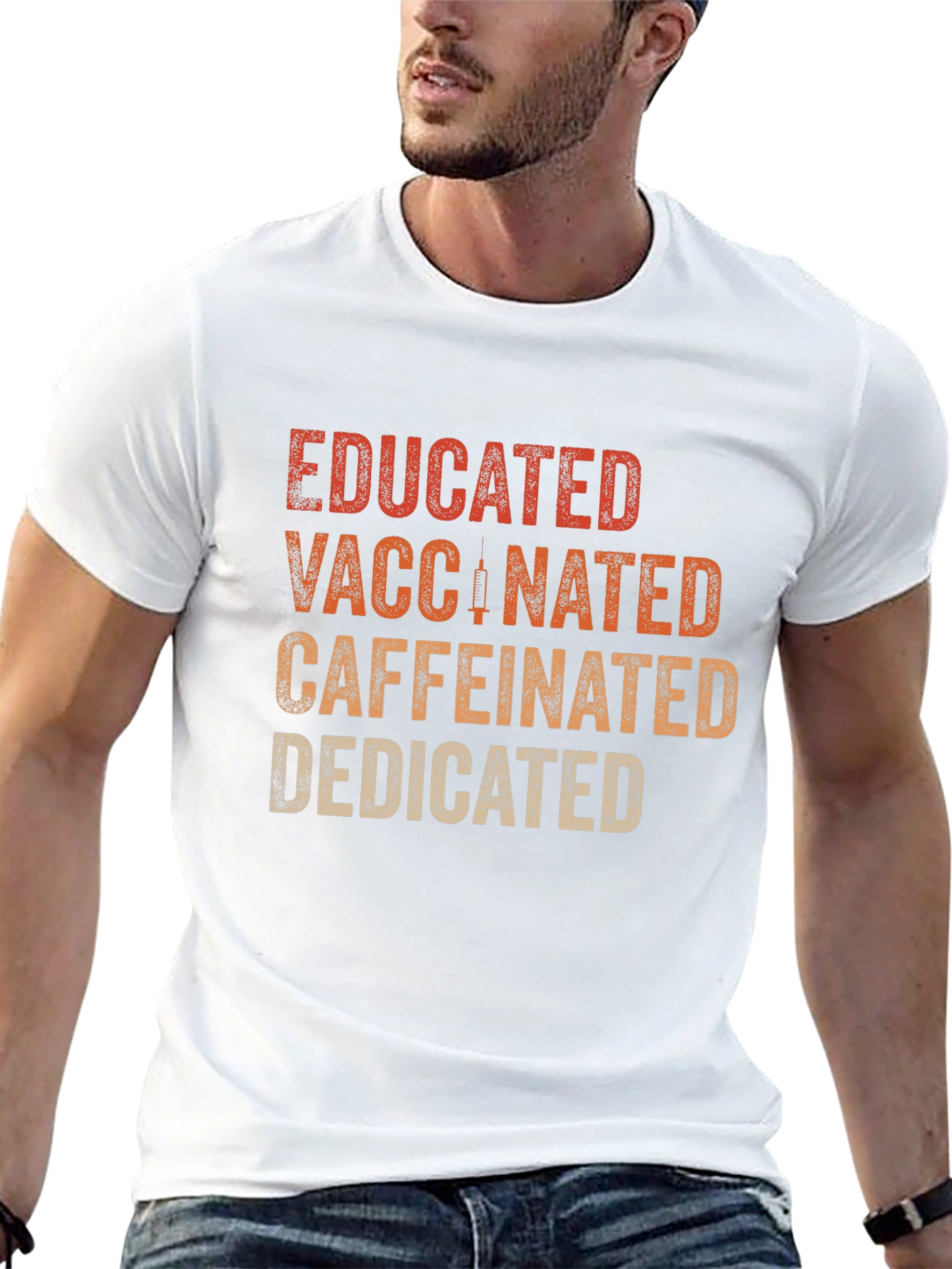 Educated Vaccinated Caffeinated Dedicated T-Shirt