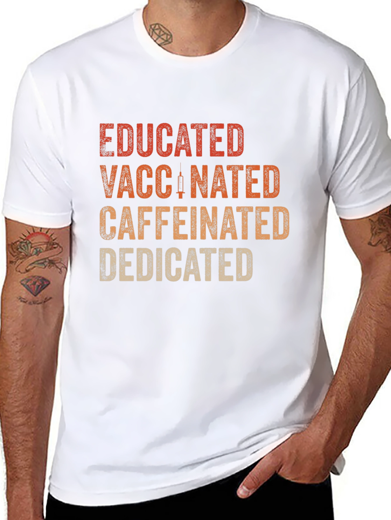 Educated Vaccinated Caffeinated Dedicated T-Shirt