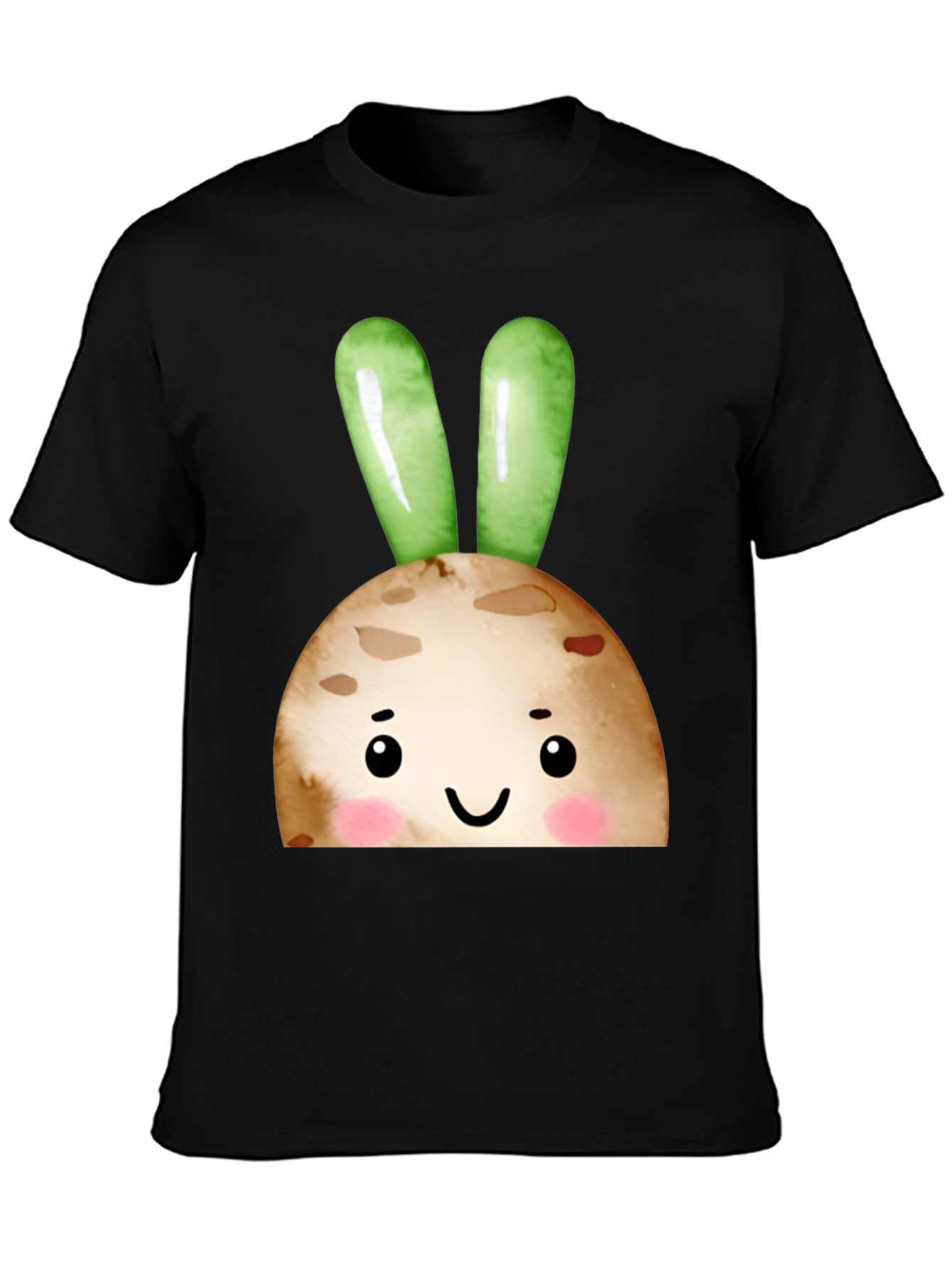 Cute Bunny Face Black T-Shirt