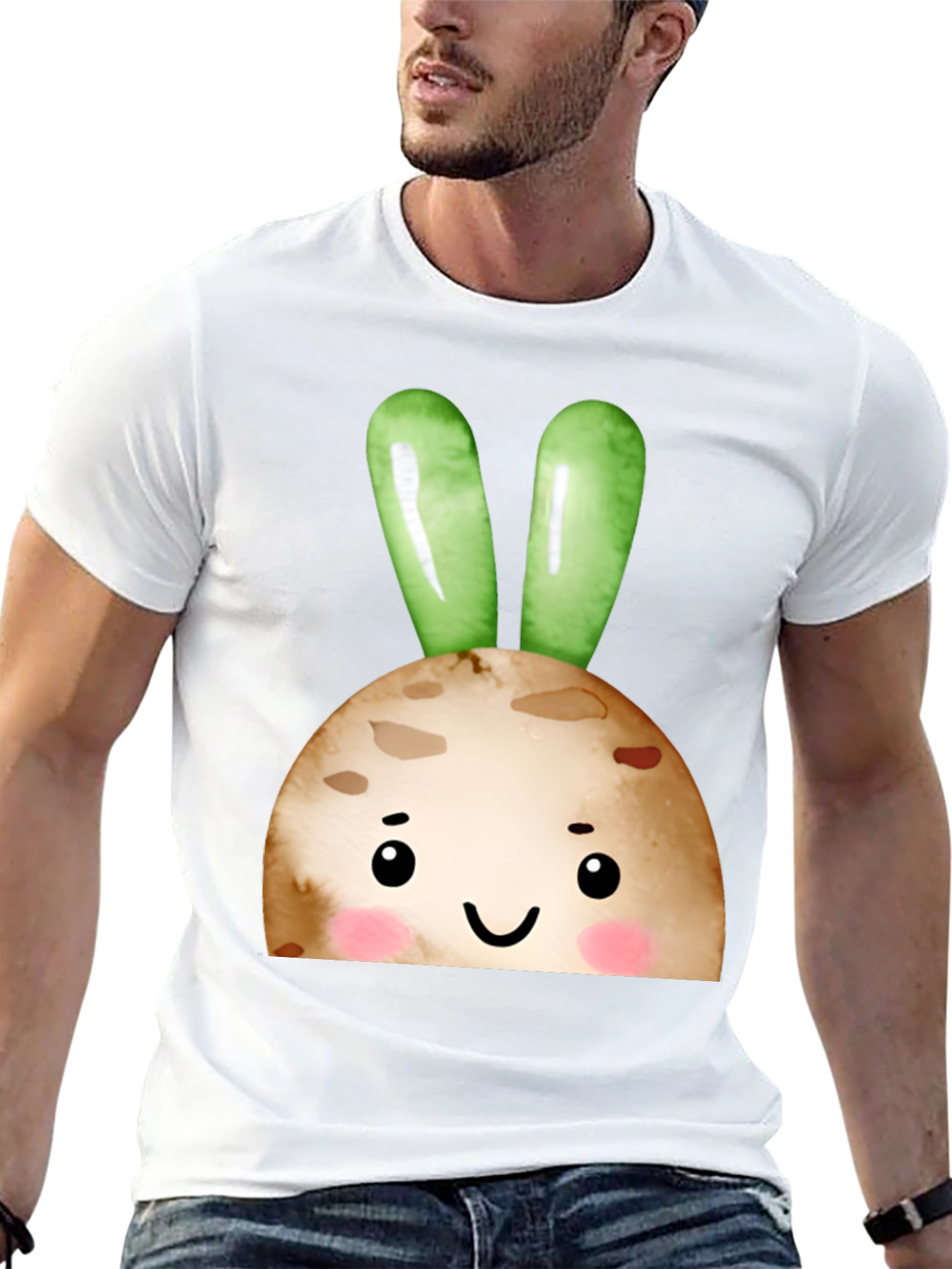 Cute Bunny Face Black T-Shirt