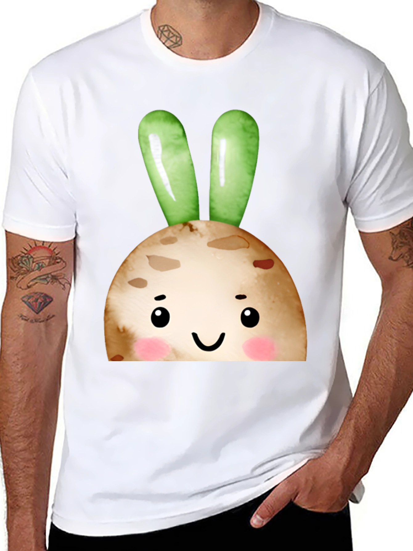 Cute Bunny Face Black T-Shirt