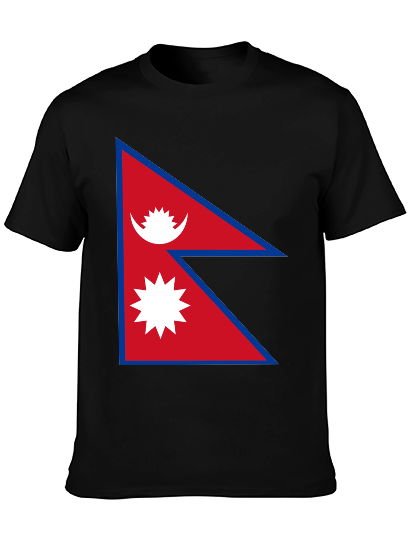 Nepal Flag Graphic T-Shirt - Black Cotton Tee