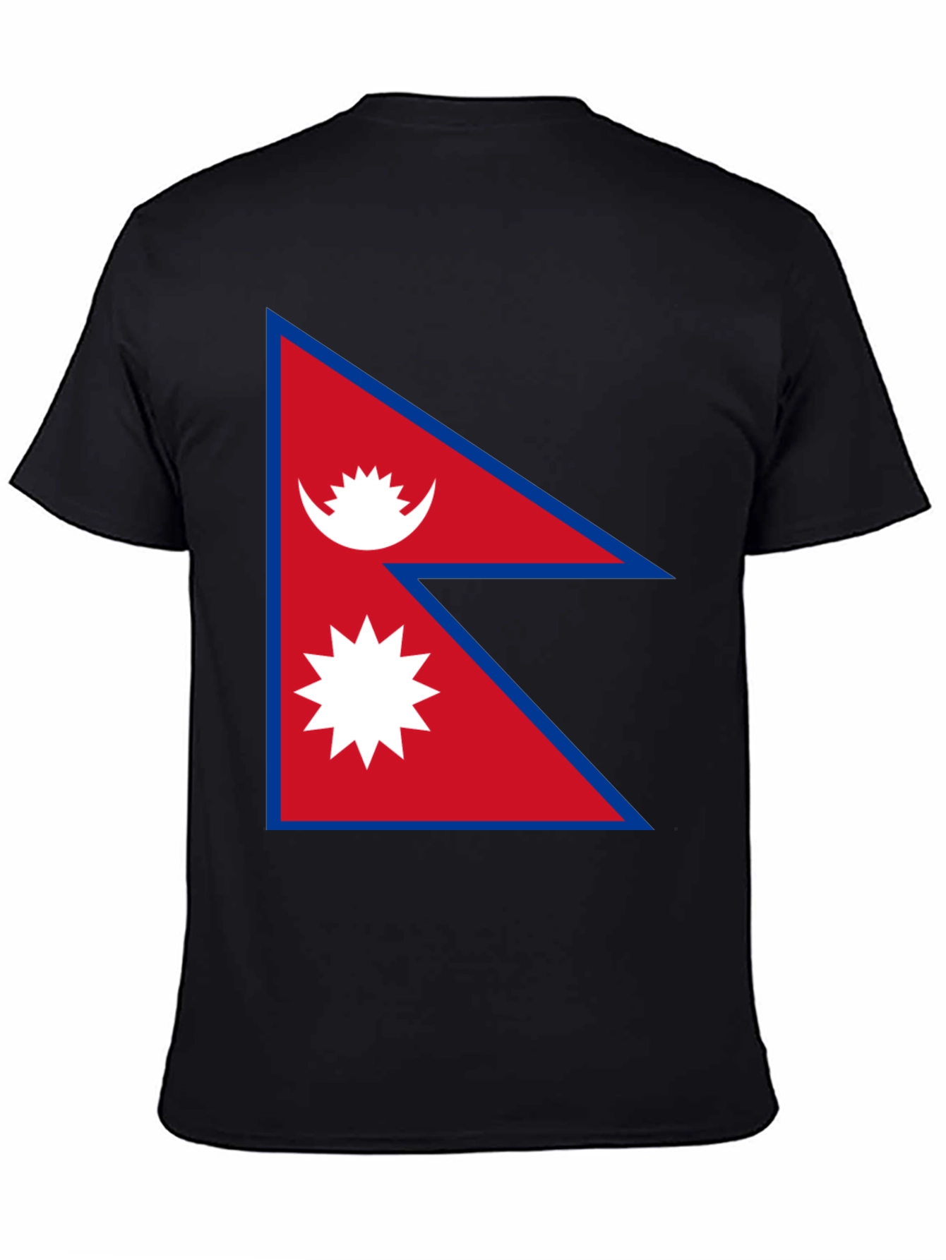 Nepal Flag Graphic T-Shirt - Black Cotton Tee