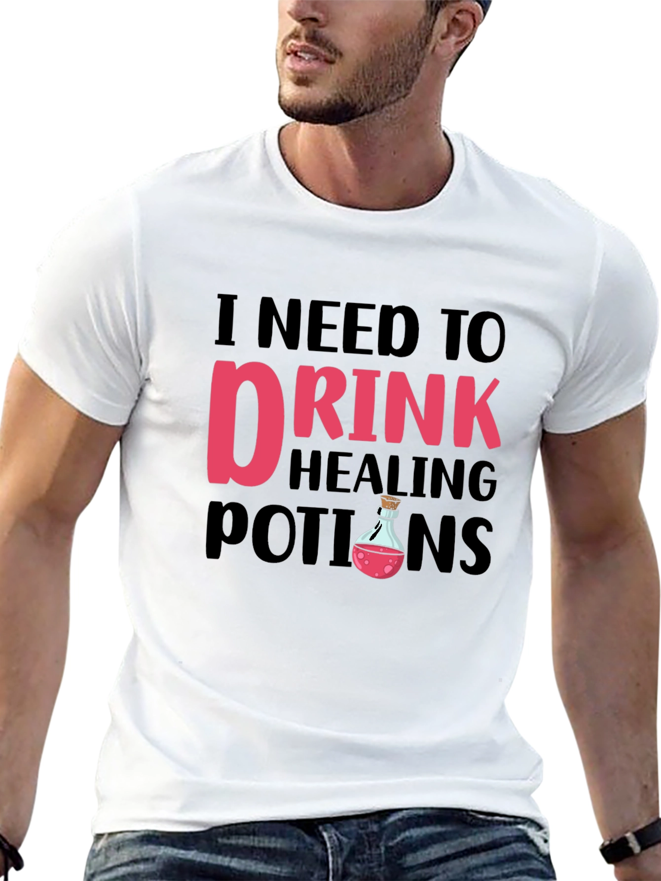 Funny I Need To Drink Healing Potions Black T-Shirt
