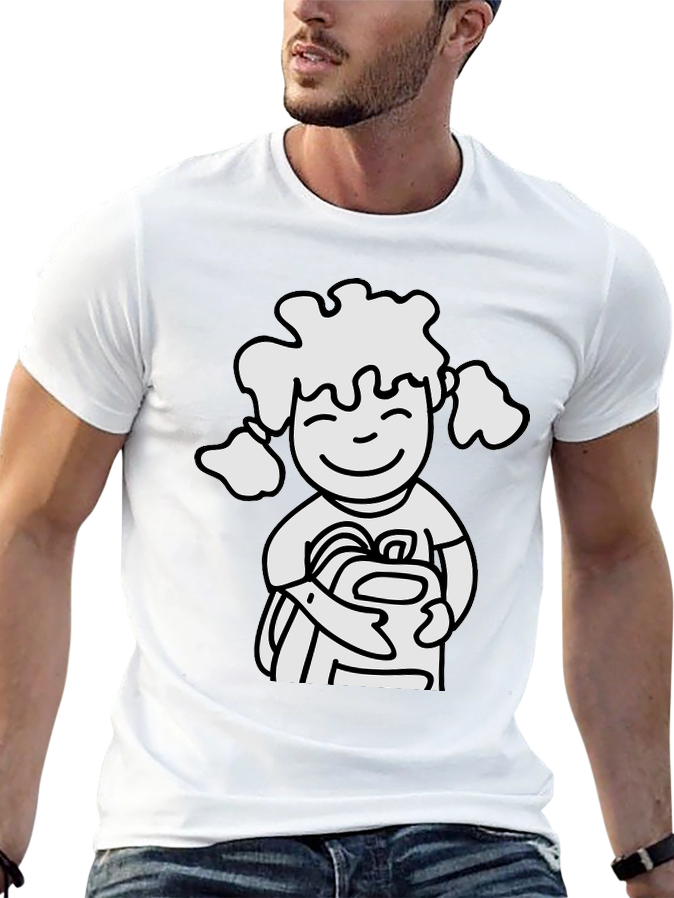 Cartoon Girl Graphic Black T-Shirt