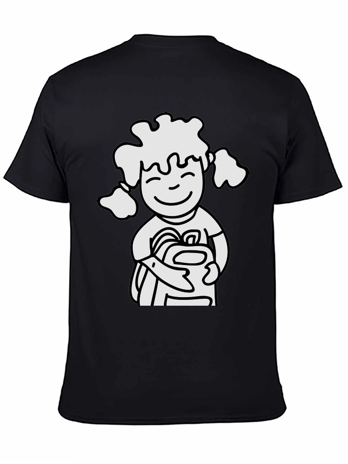 Cartoon Girl Graphic Black T-Shirt