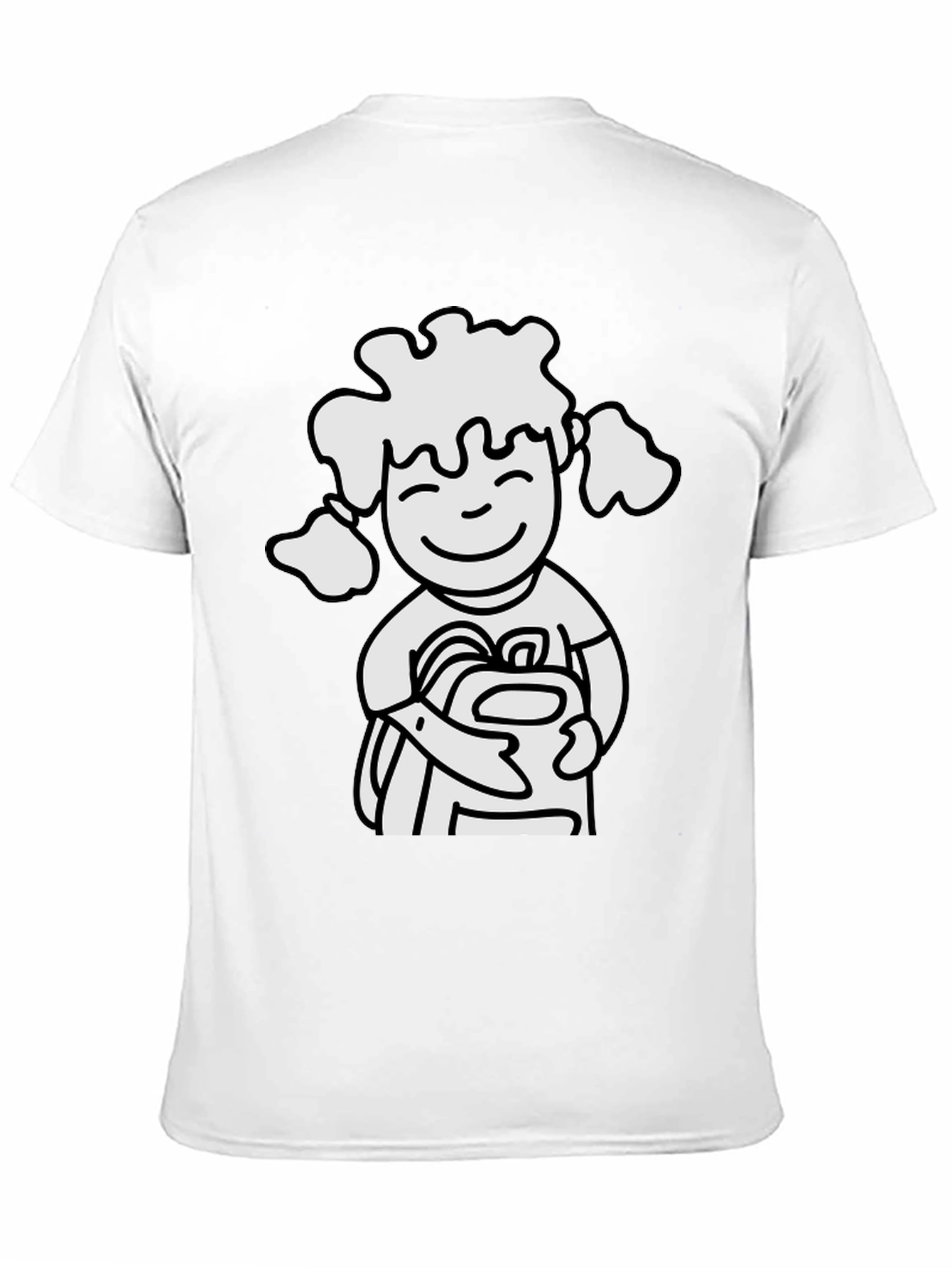 Cartoon Girl Graphic Black T-Shirt