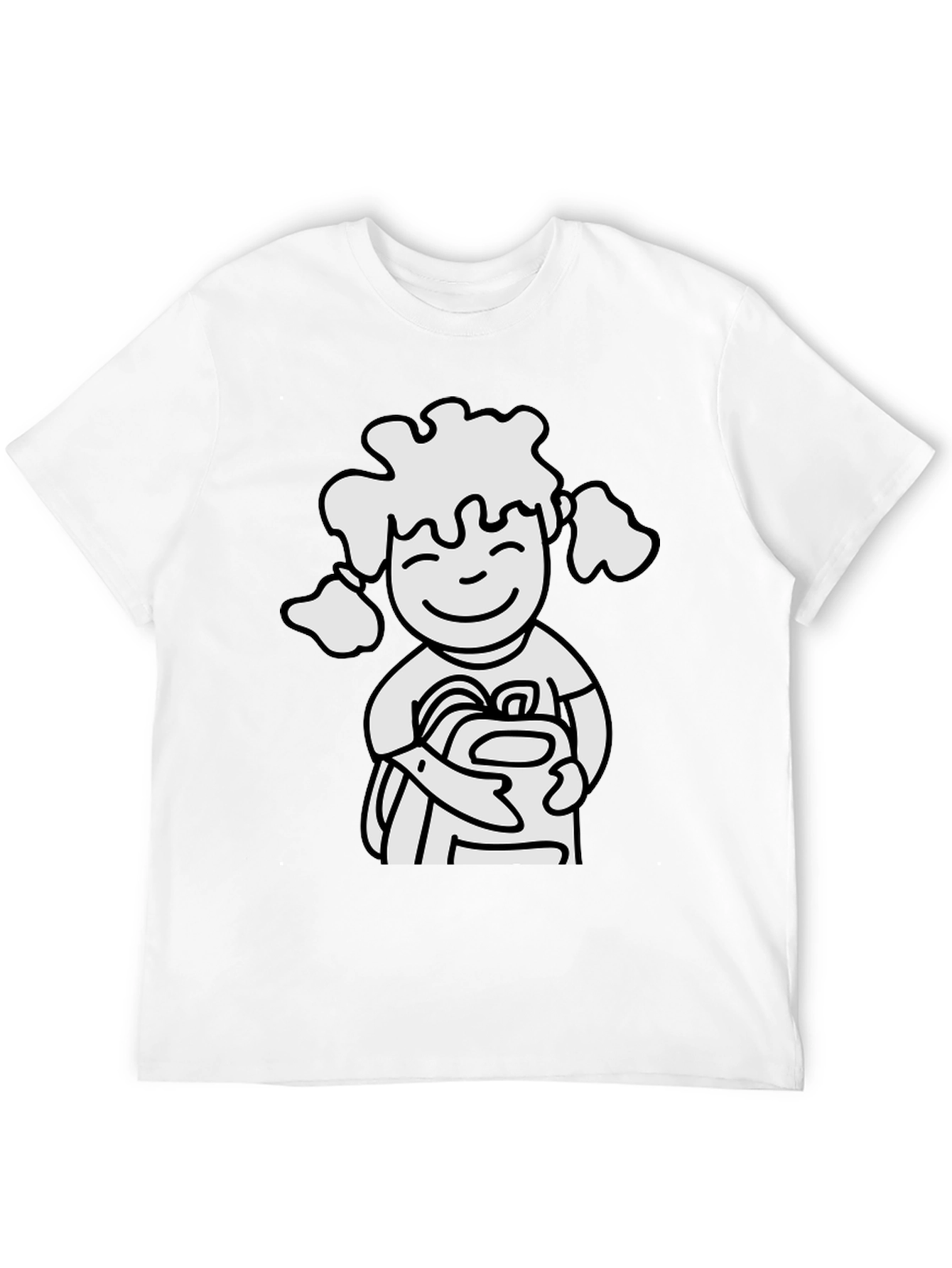 Cartoon Girl Graphic Black T-Shirt