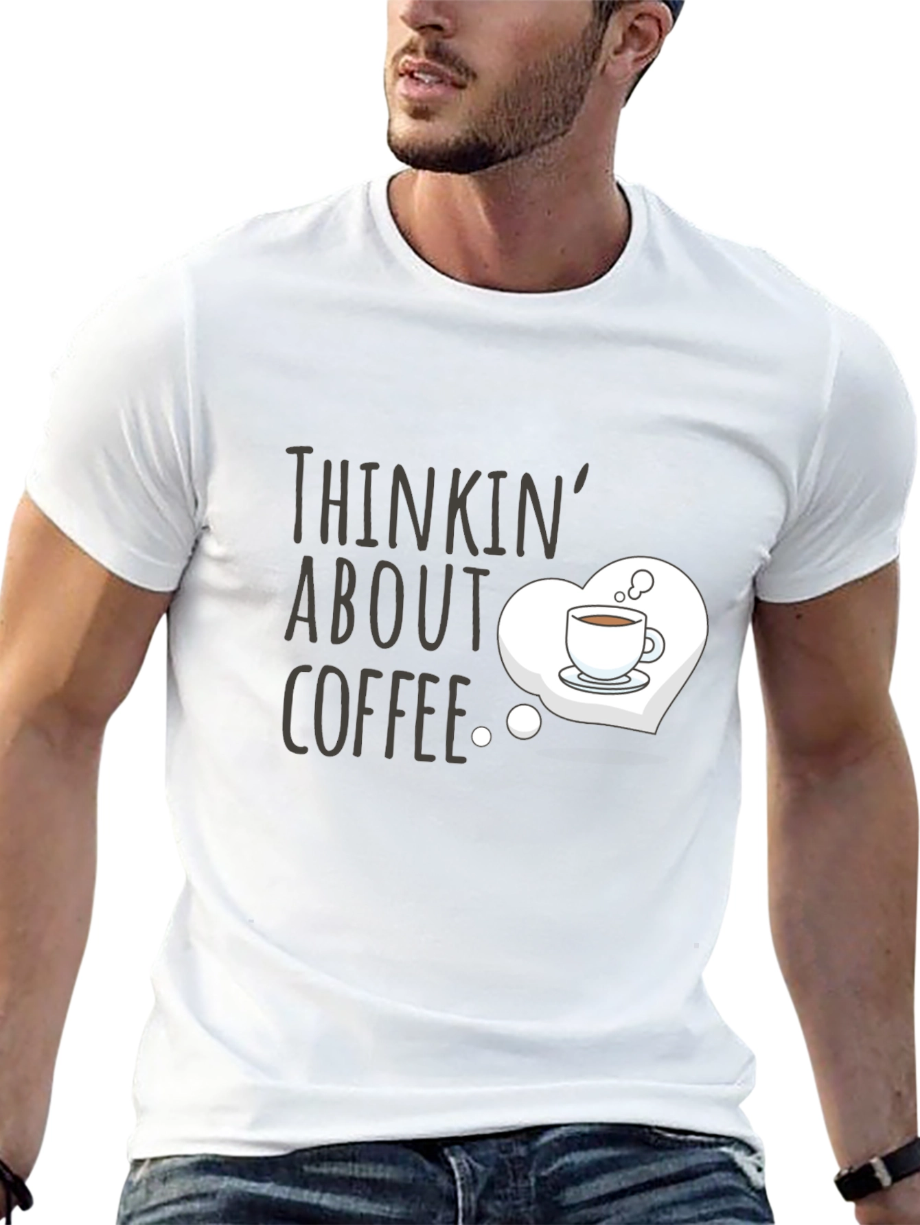 Thinkin About Coffee Graphic Tee - Black