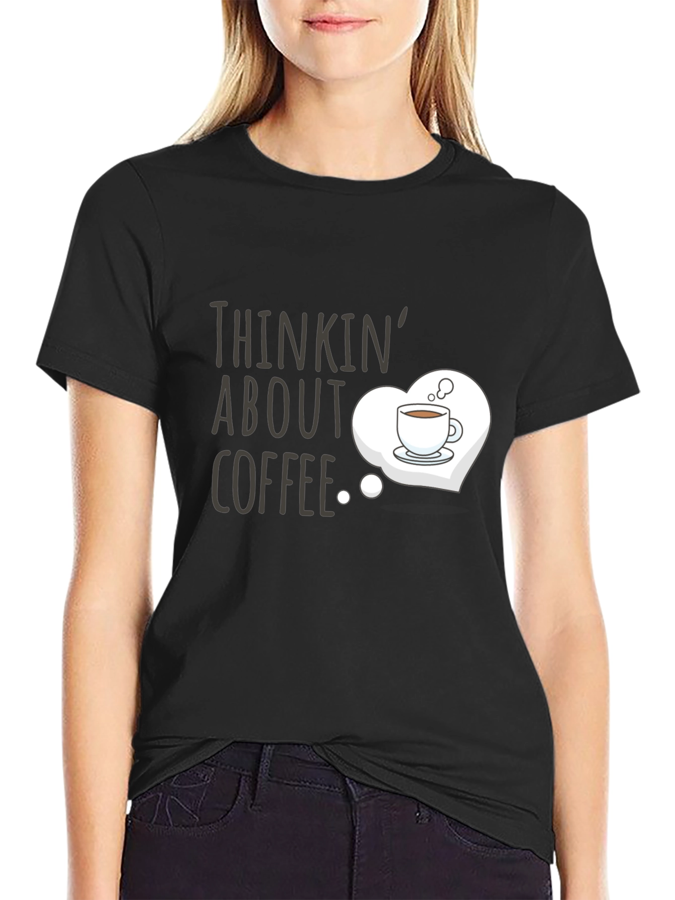 Thinkin About Coffee Graphic Tee - Black