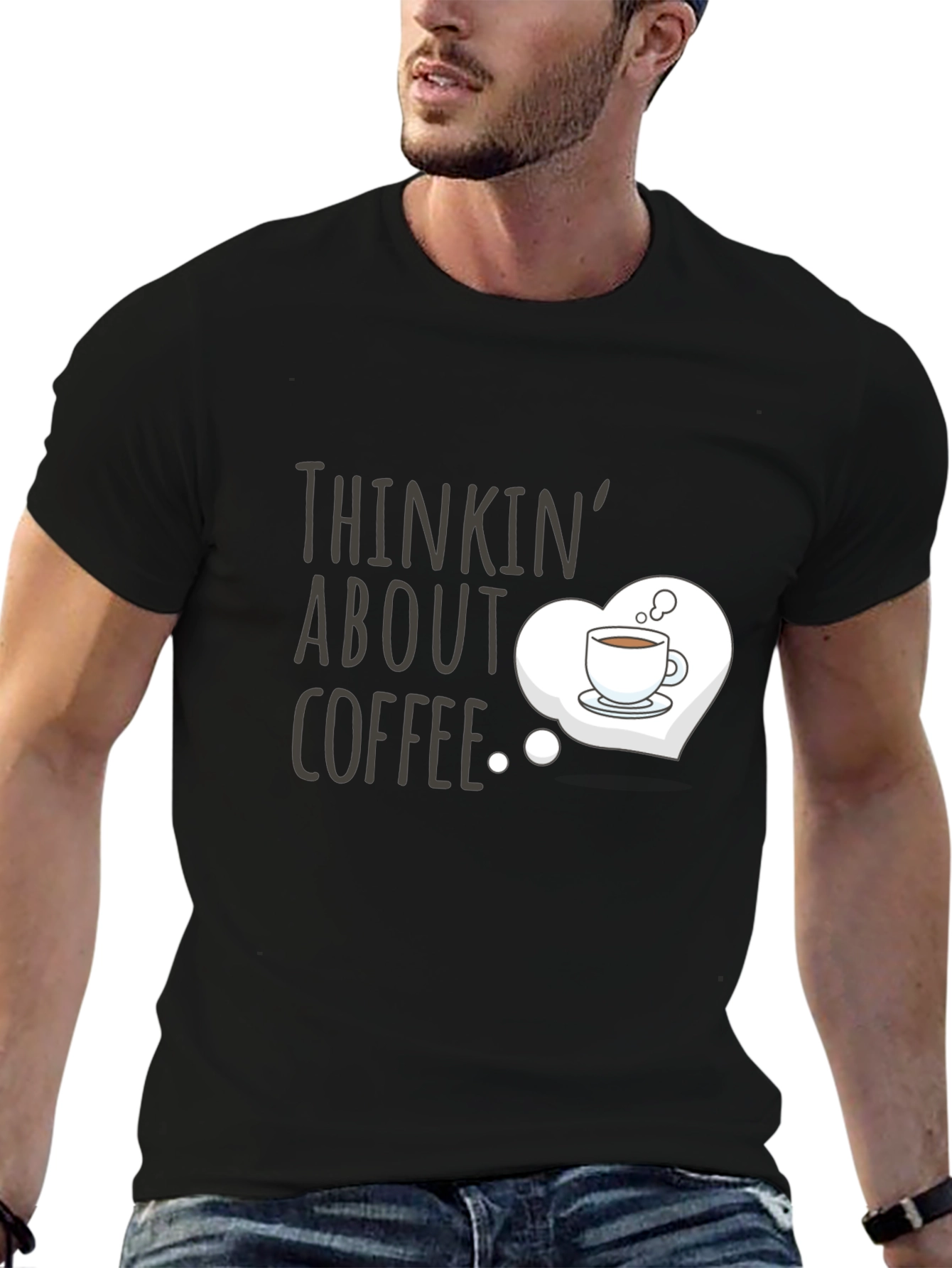 Thinkin About Coffee Graphic Tee - Black