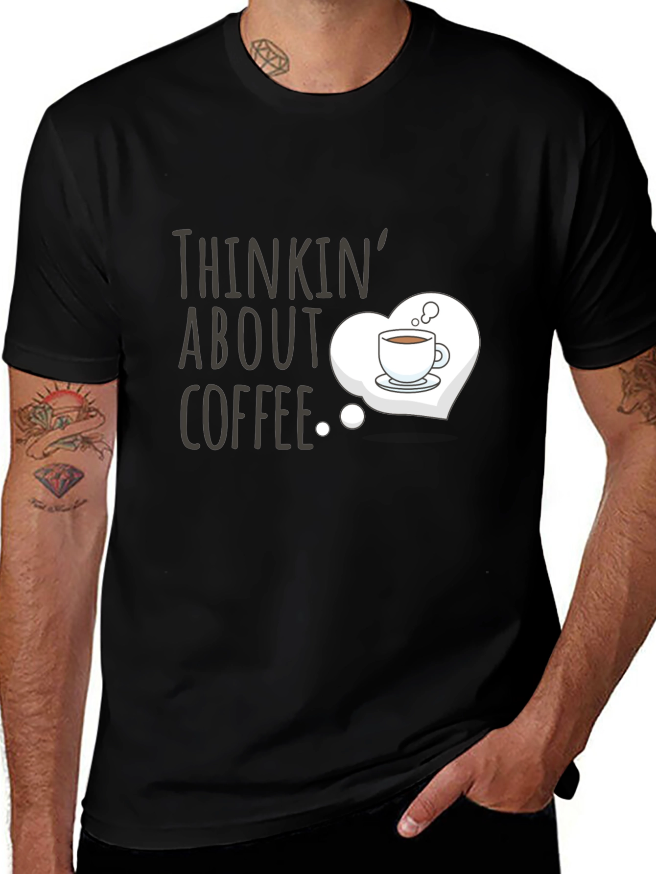 Thinkin About Coffee Graphic Tee - Black