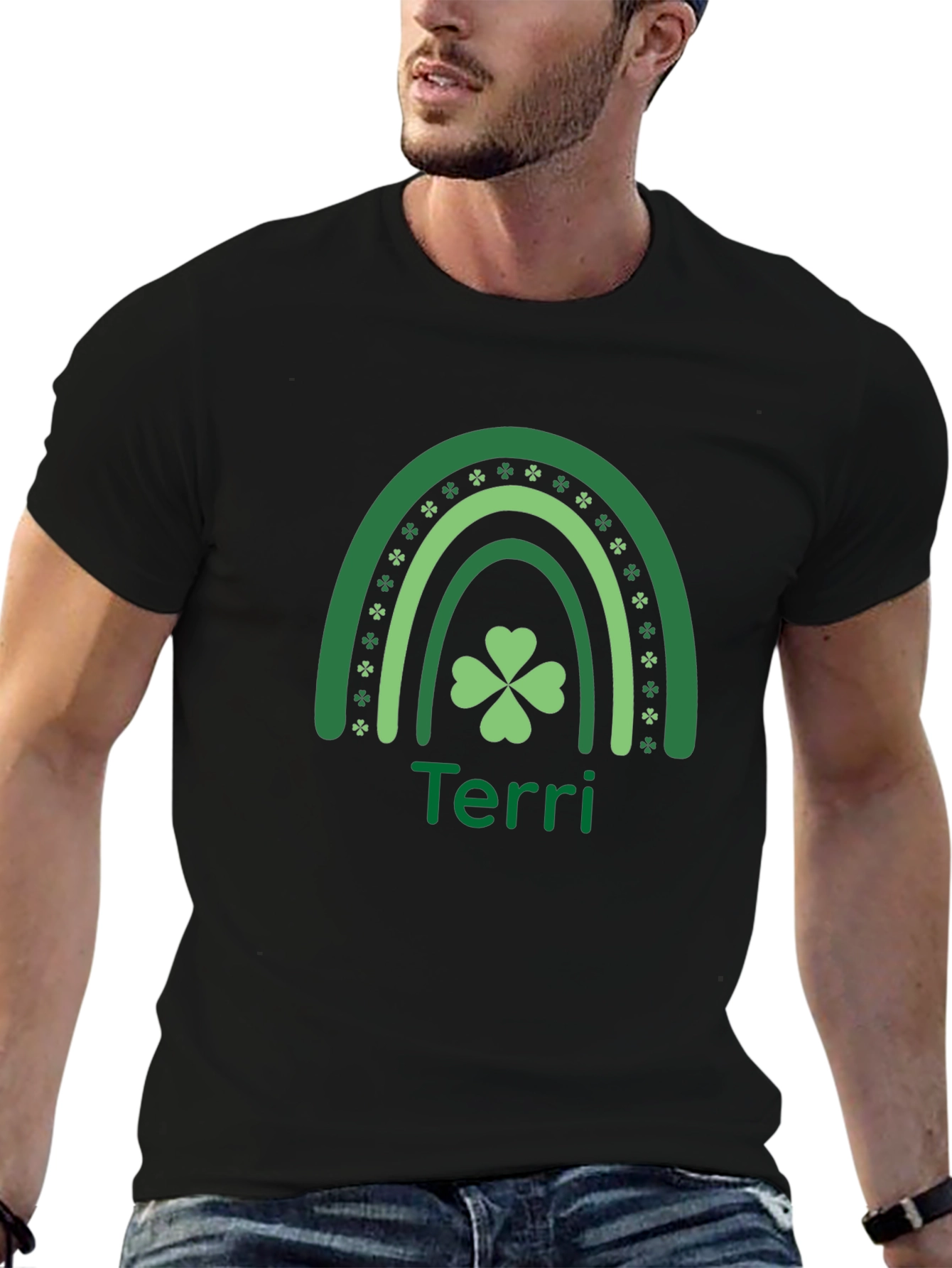 St. Patricks Day Terri Rainbow Clover T-Shirt