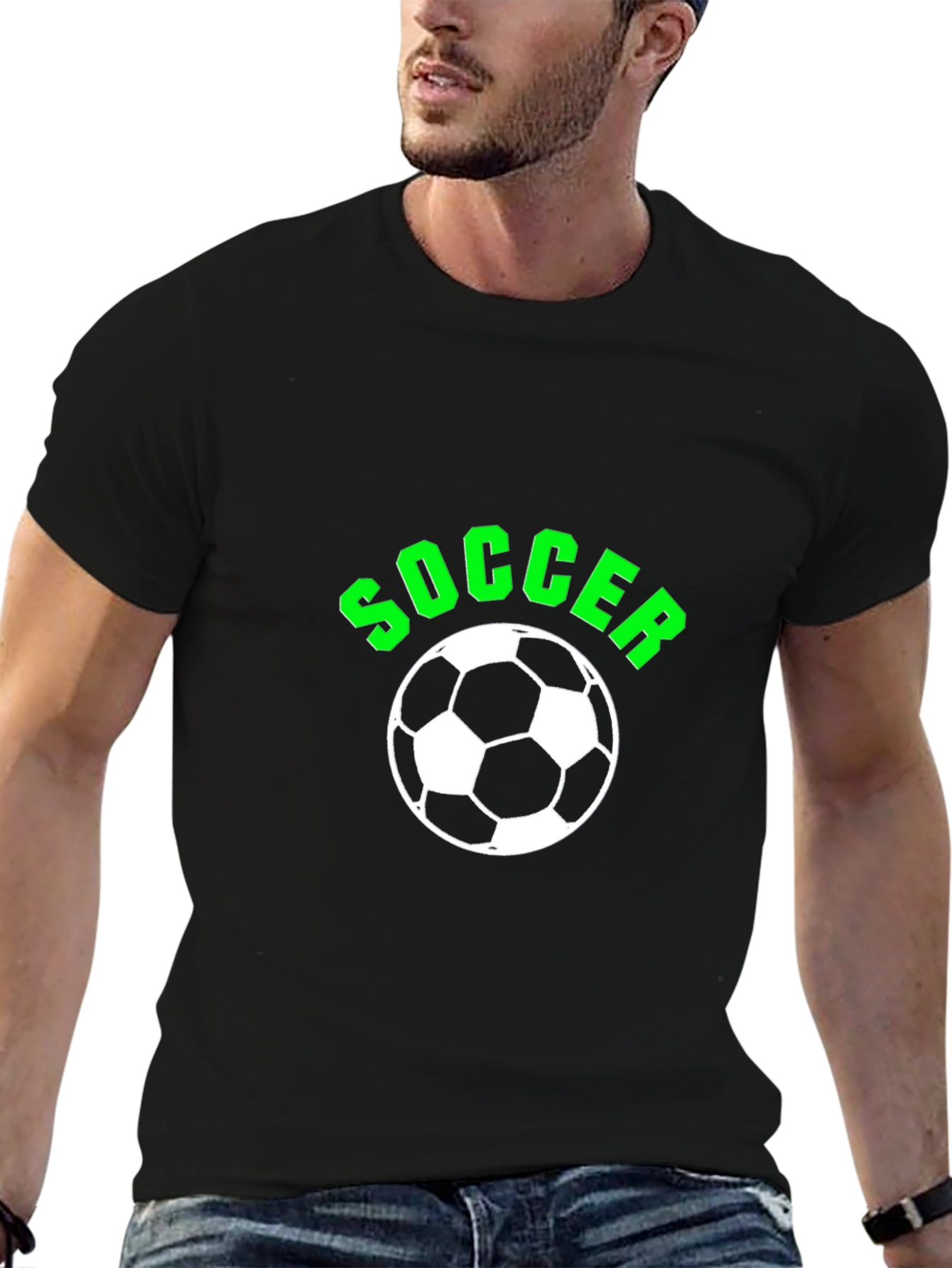 Soccer Ball Graphic T-Shirt - Black