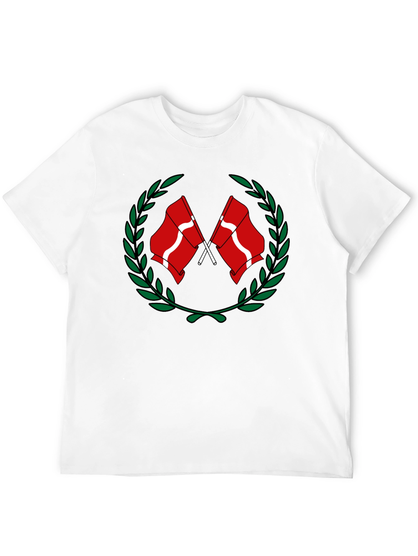 Denmark Flag Laurel Wreath Black T-Shirt