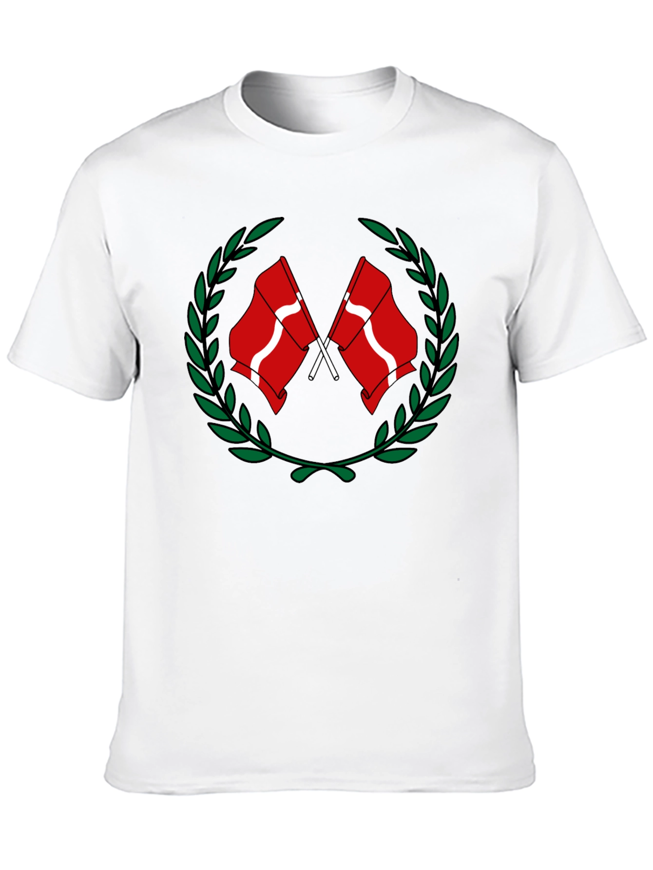 Denmark Flag Laurel Wreath Black T-Shirt