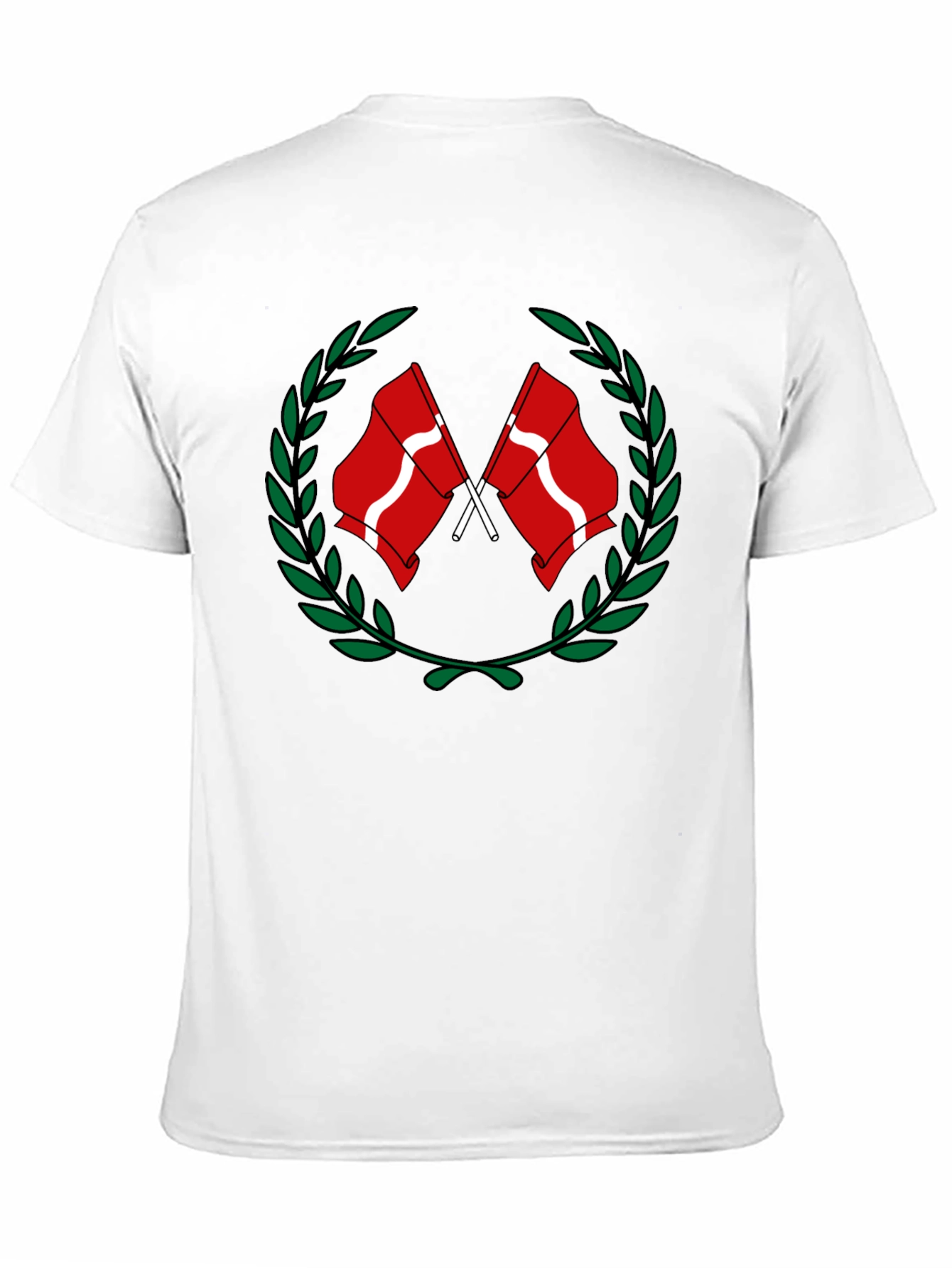 Denmark Flag Laurel Wreath Black T-Shirt