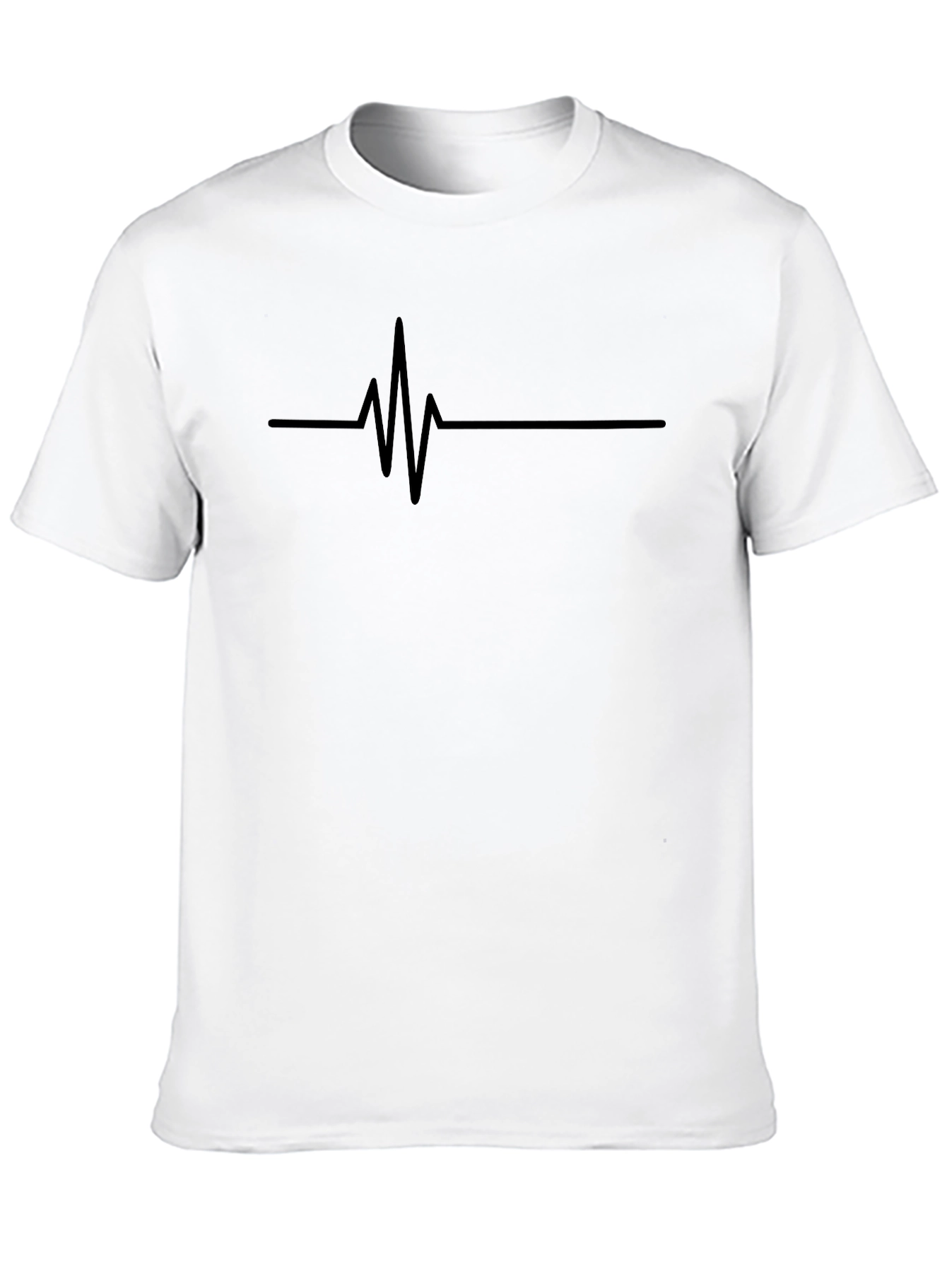 Black Heartbeat Line Graphic Tee - Casual Style