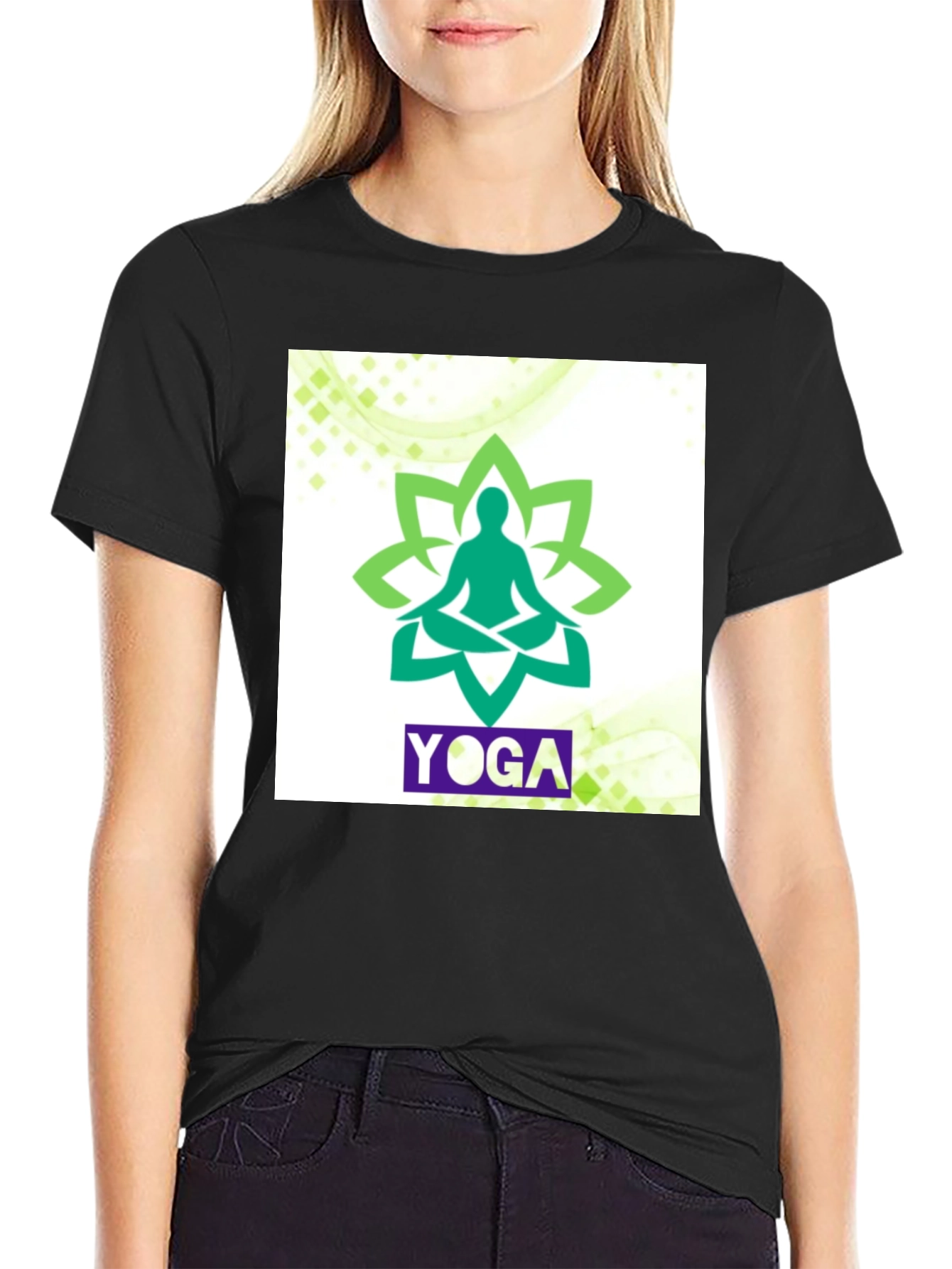 Yoga Lotus Graphic T-Shirt - Black
