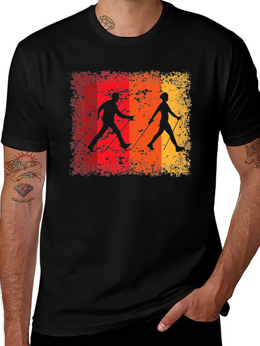 Retro Nordic Walking T-Shirt - Vintage Style Fitness Tee