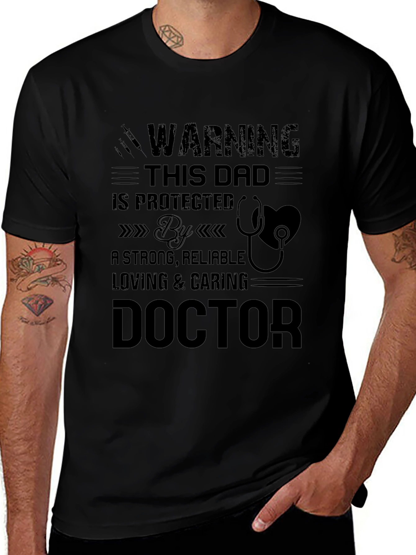 Dad Protected By Doctor T-Shirt Fathers Day Gift