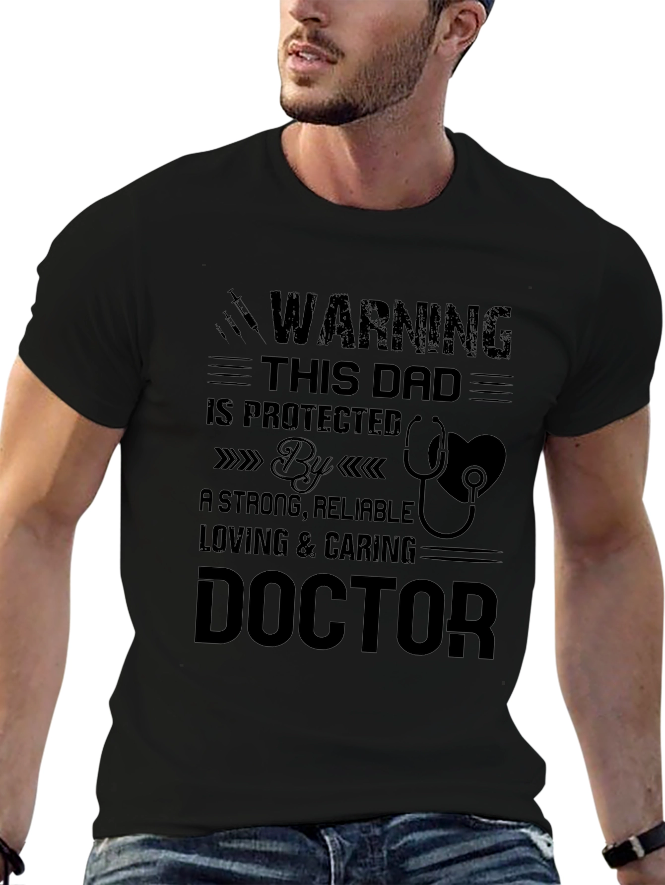 Dad Protected By Doctor T-Shirt Fathers Day Gift