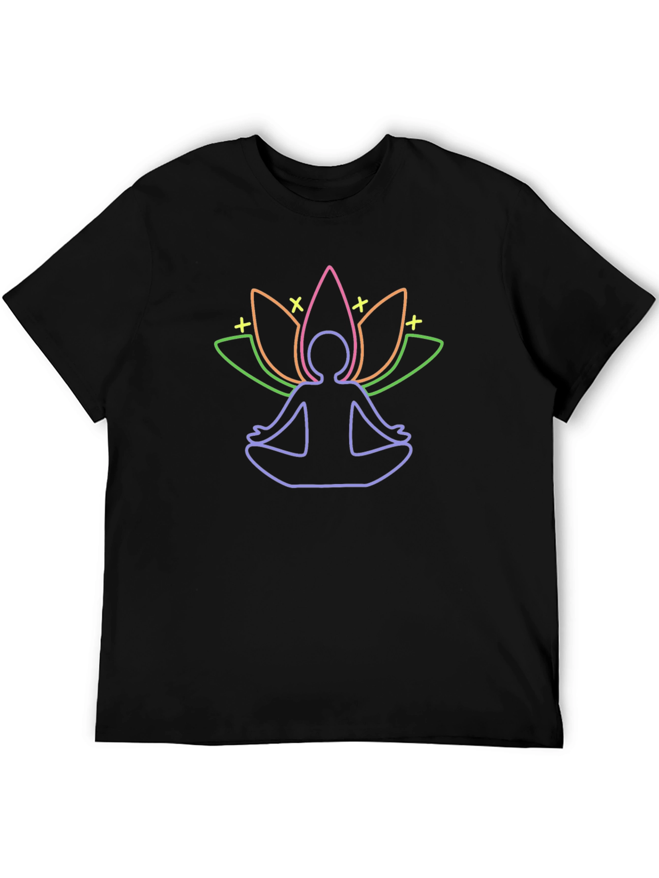 Meditative Lotus Graphic Tee - Black Cotton T-Shirt