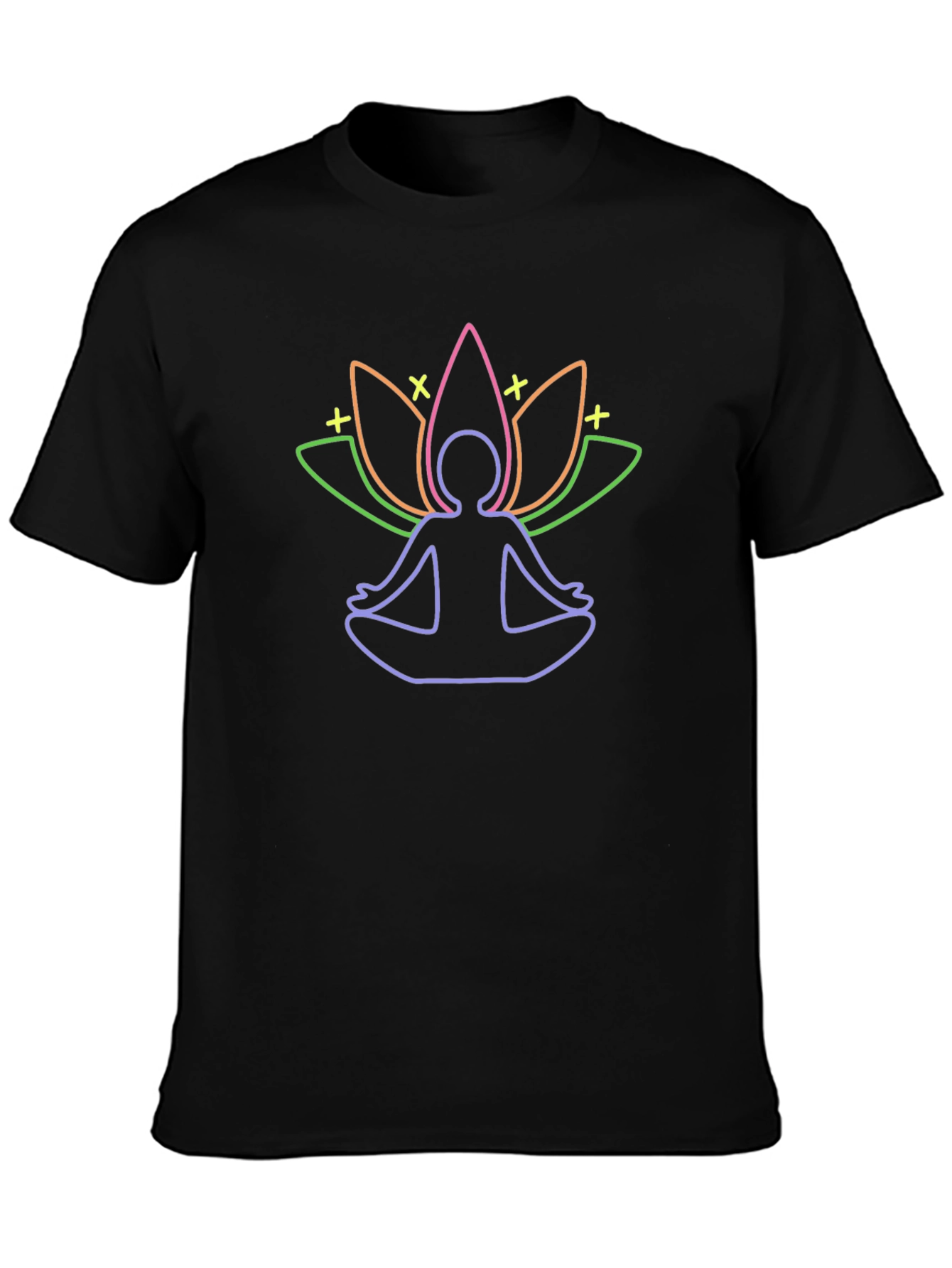 Meditative Lotus Graphic Tee - Black Cotton T-Shirt