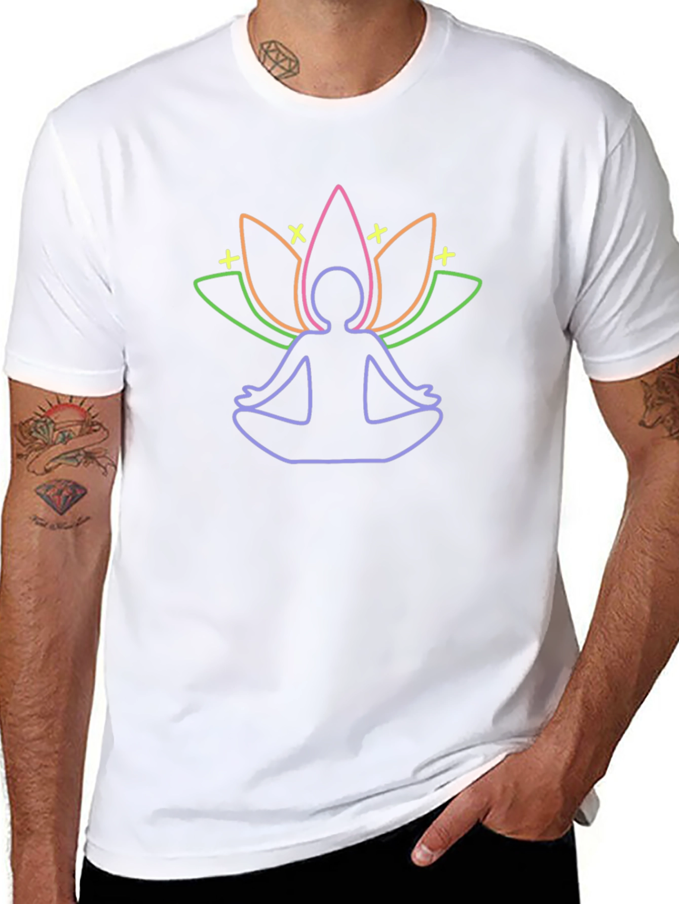 Meditative Lotus Graphic Tee - Black Cotton T-Shirt