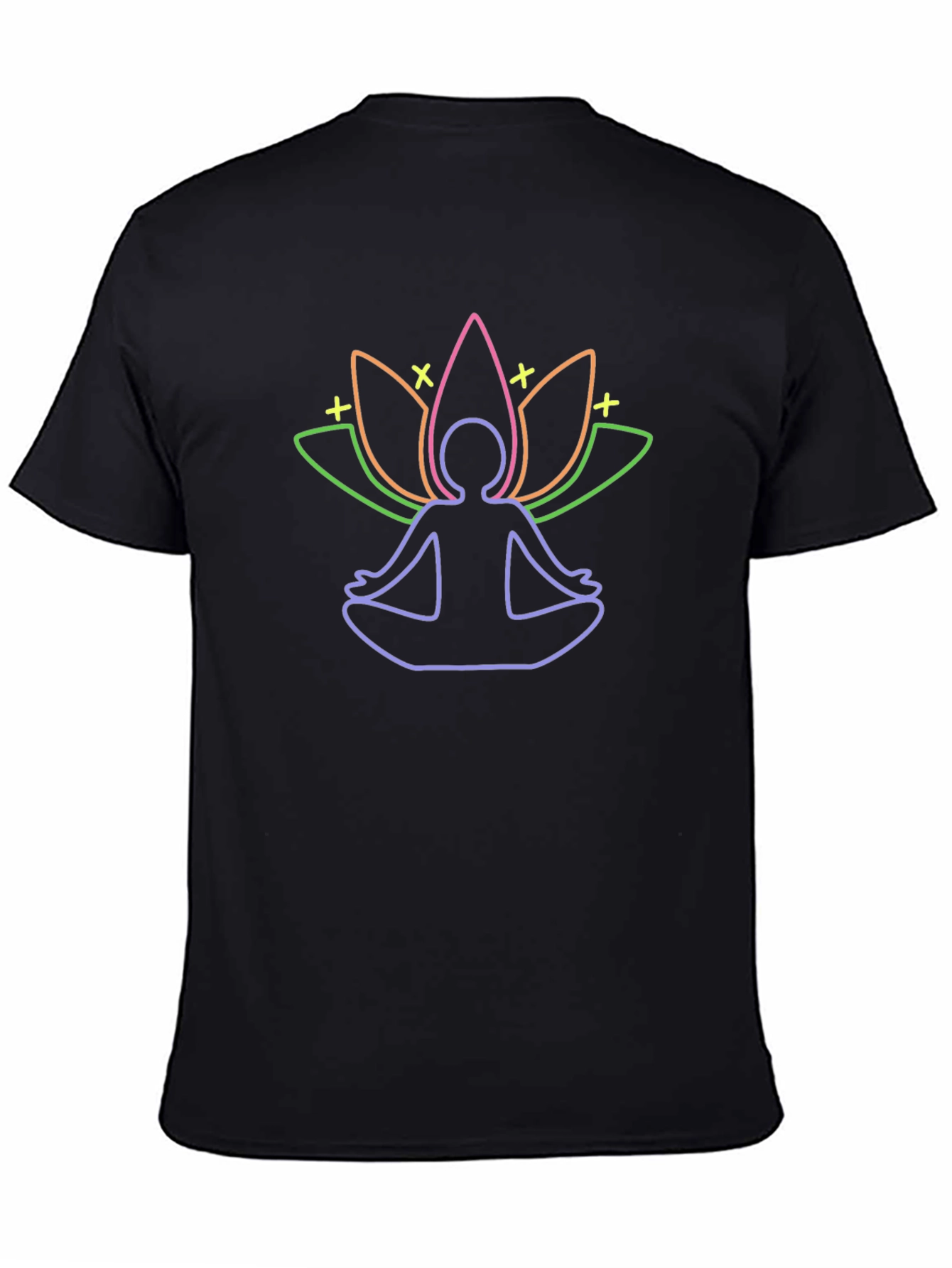 Meditative Lotus Graphic Tee - Black Cotton T-Shirt