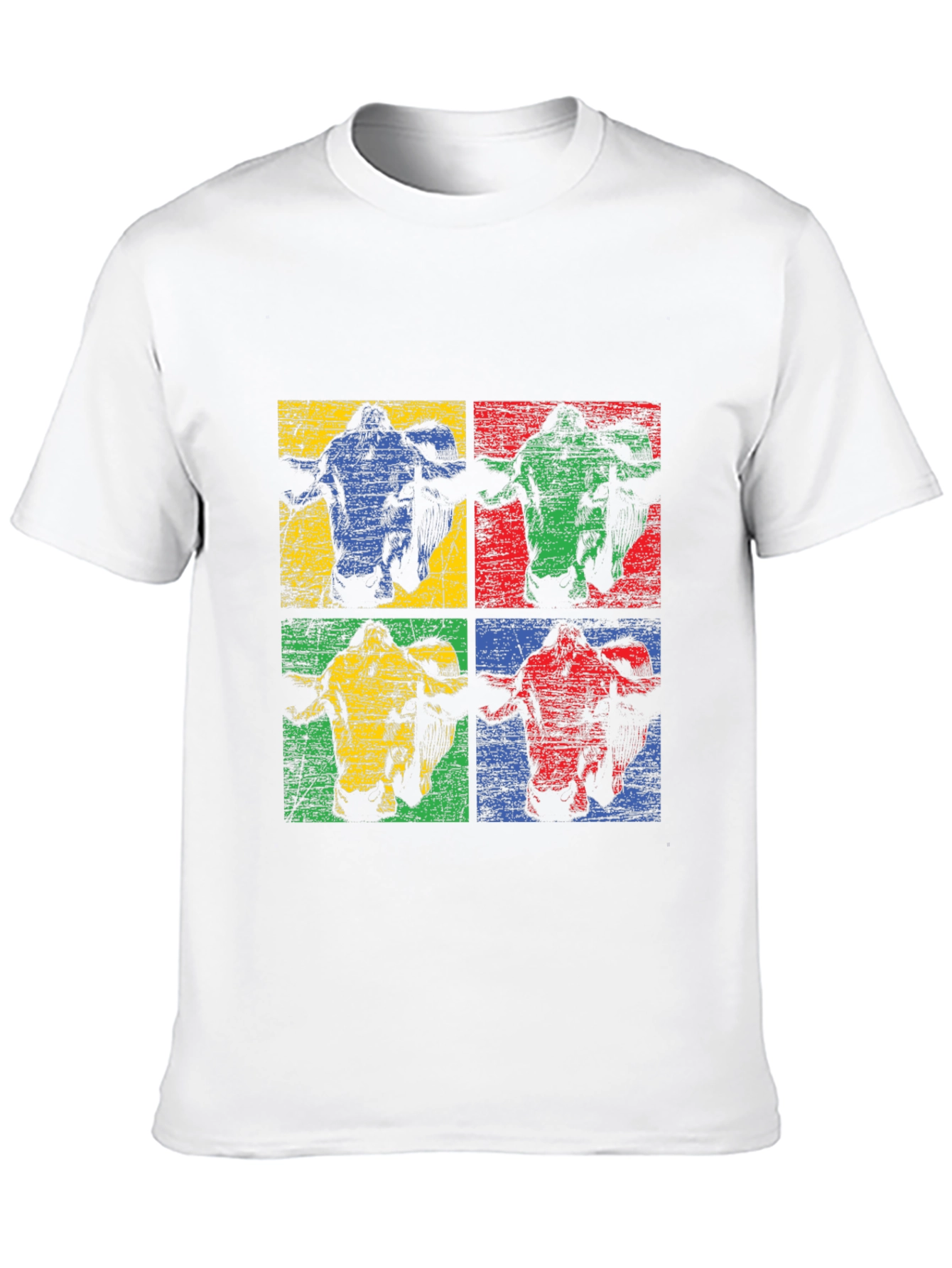 Retro Cow Pop Art Black T-Shirt