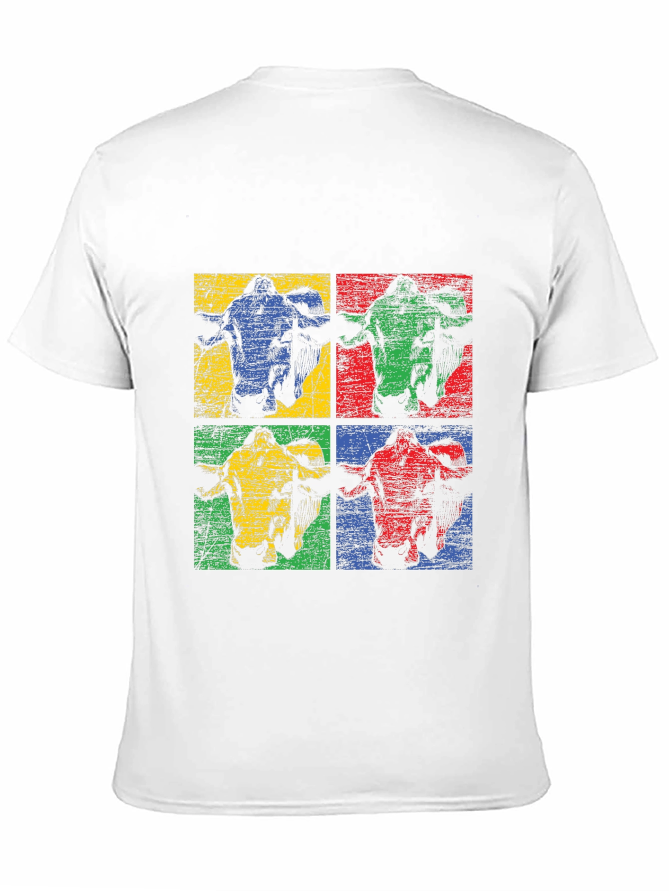 Retro Cow Pop Art Black T-Shirt