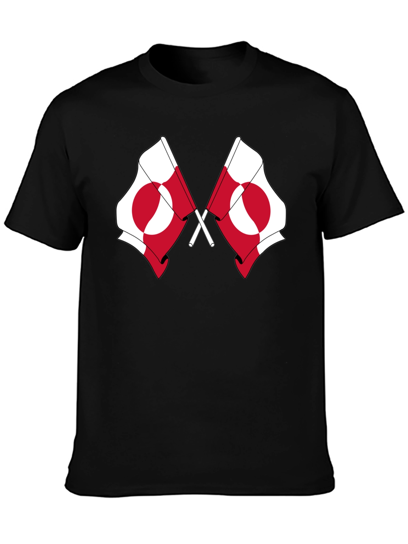 Greenland Flag Graphic Tee - Black Cotton T-Shirt