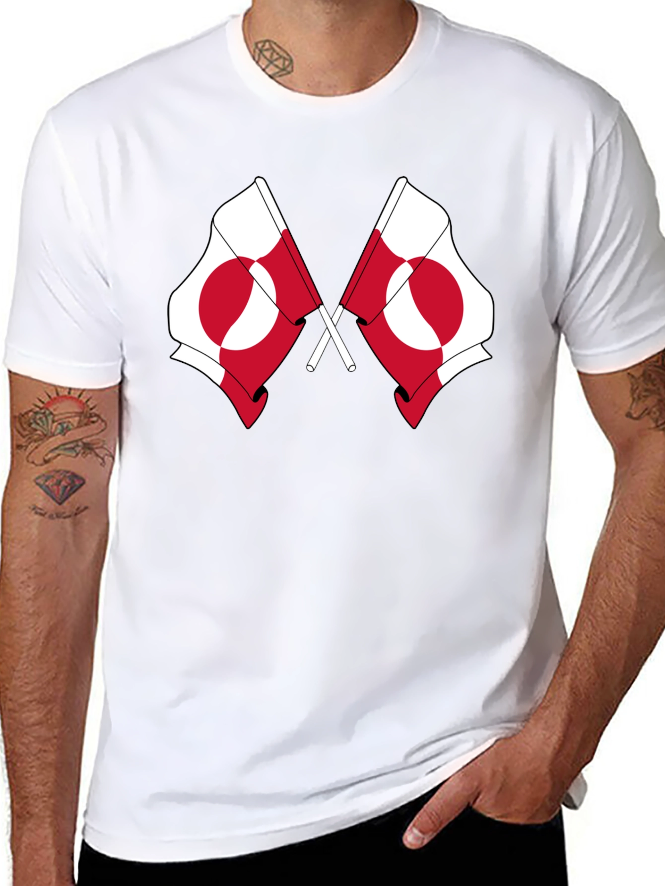 Greenland Flag Graphic Tee - Black Cotton T-Shirt