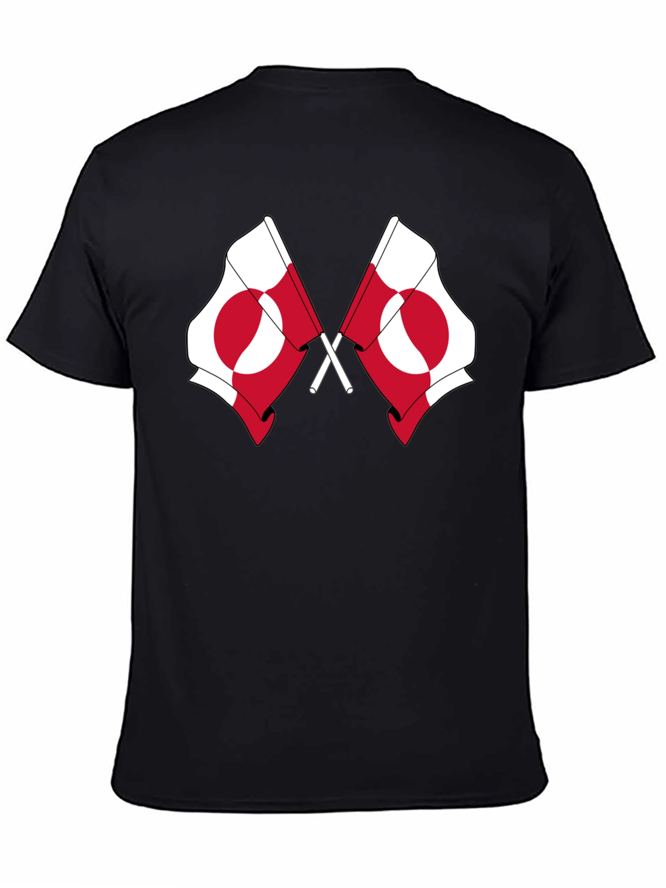 Greenland Flag Graphic Tee - Black Cotton T-Shirt