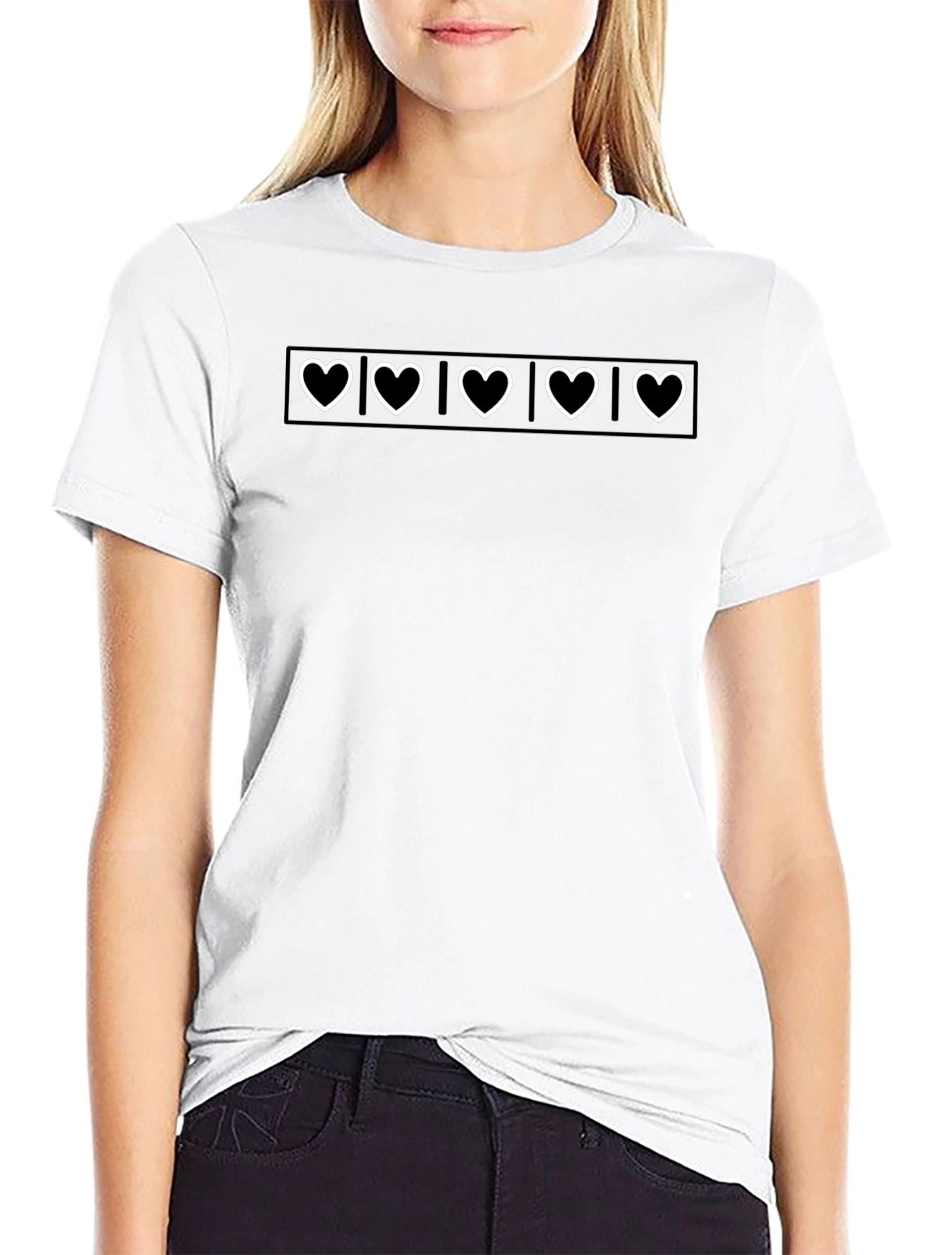 Black T-Shirt with Heart Design