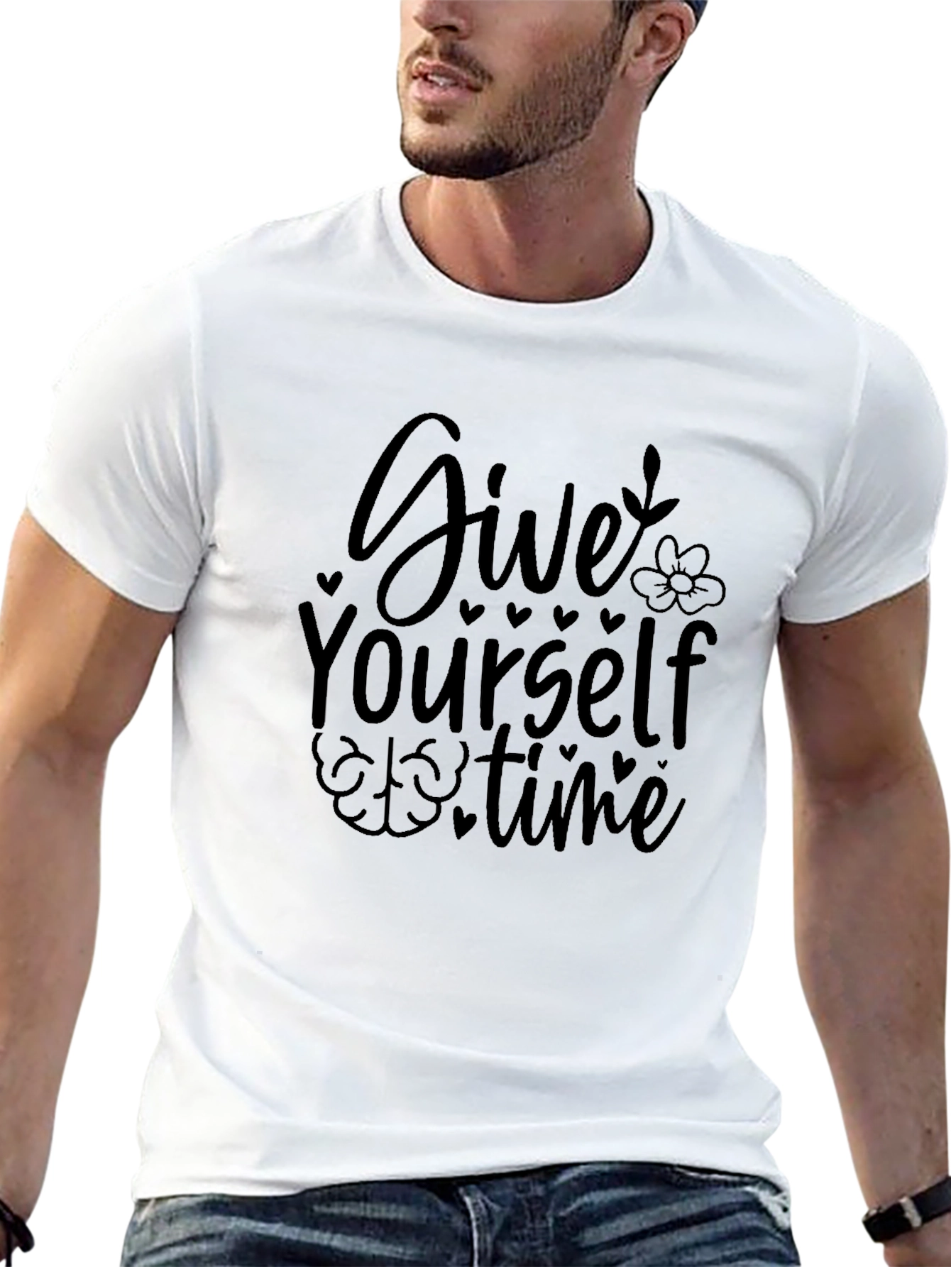 Give Yourself Time Black Graphic Tee Shirt